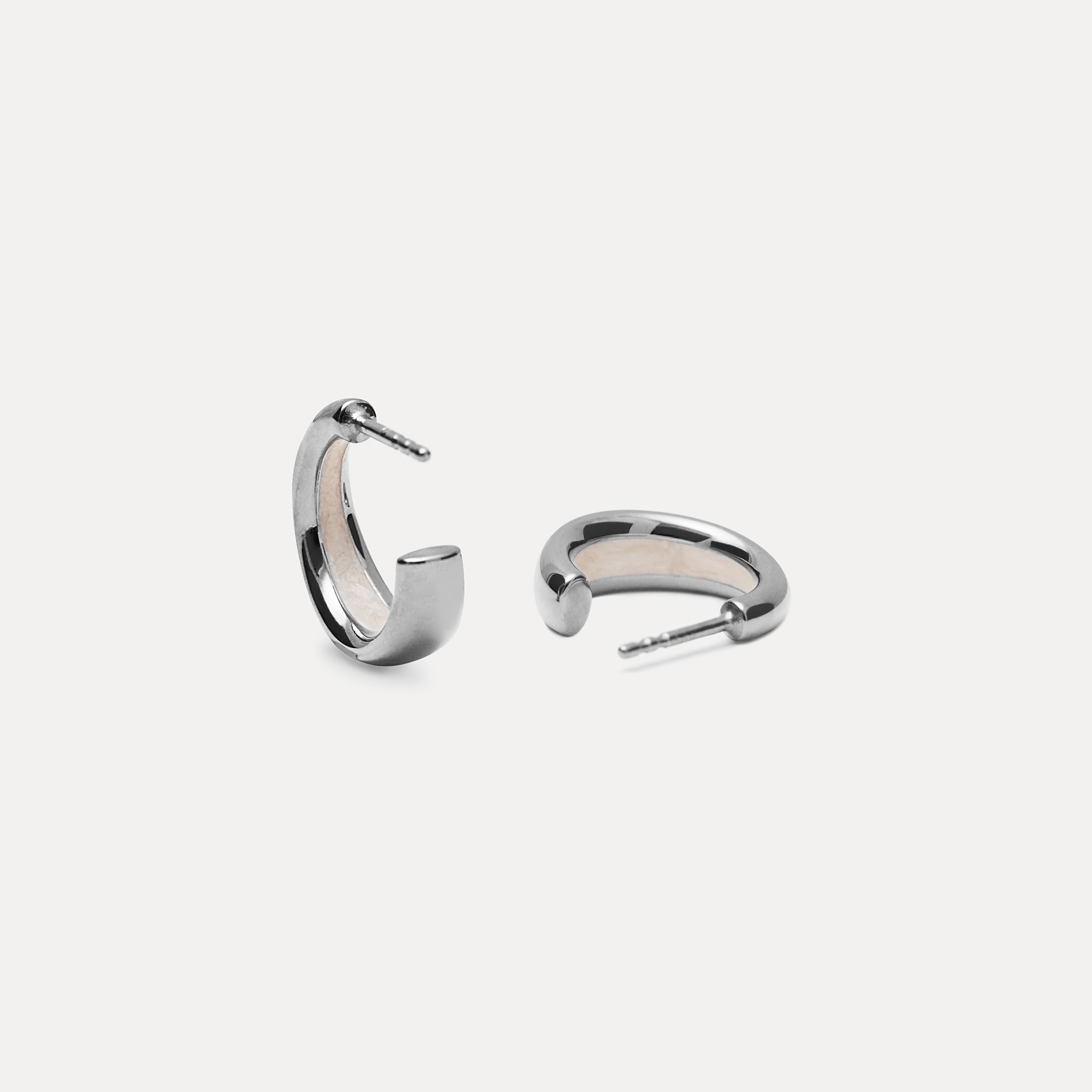 Pearl White Enamel Bold Hoop Earrings