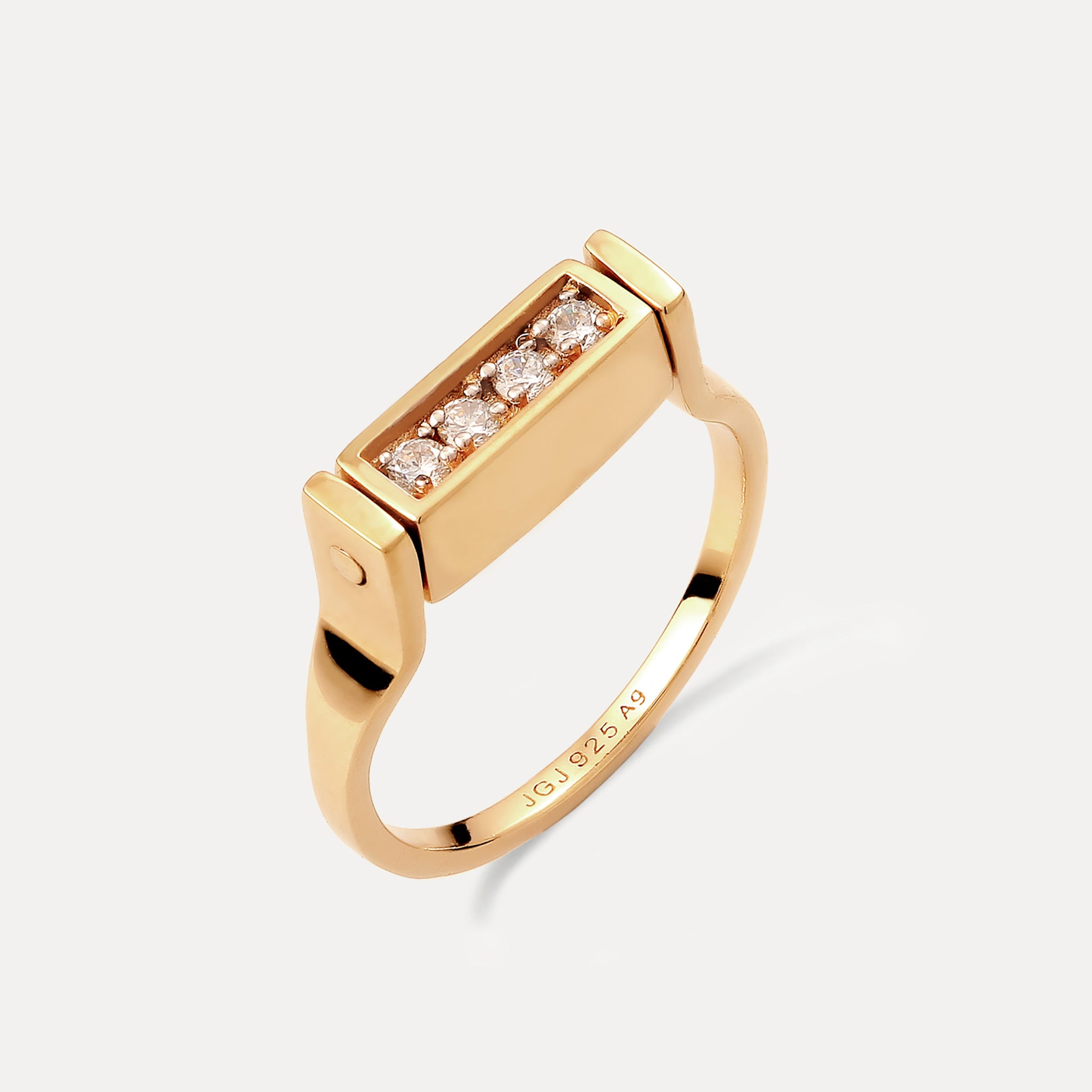 Sapphire Engravable Brick Flip Ring