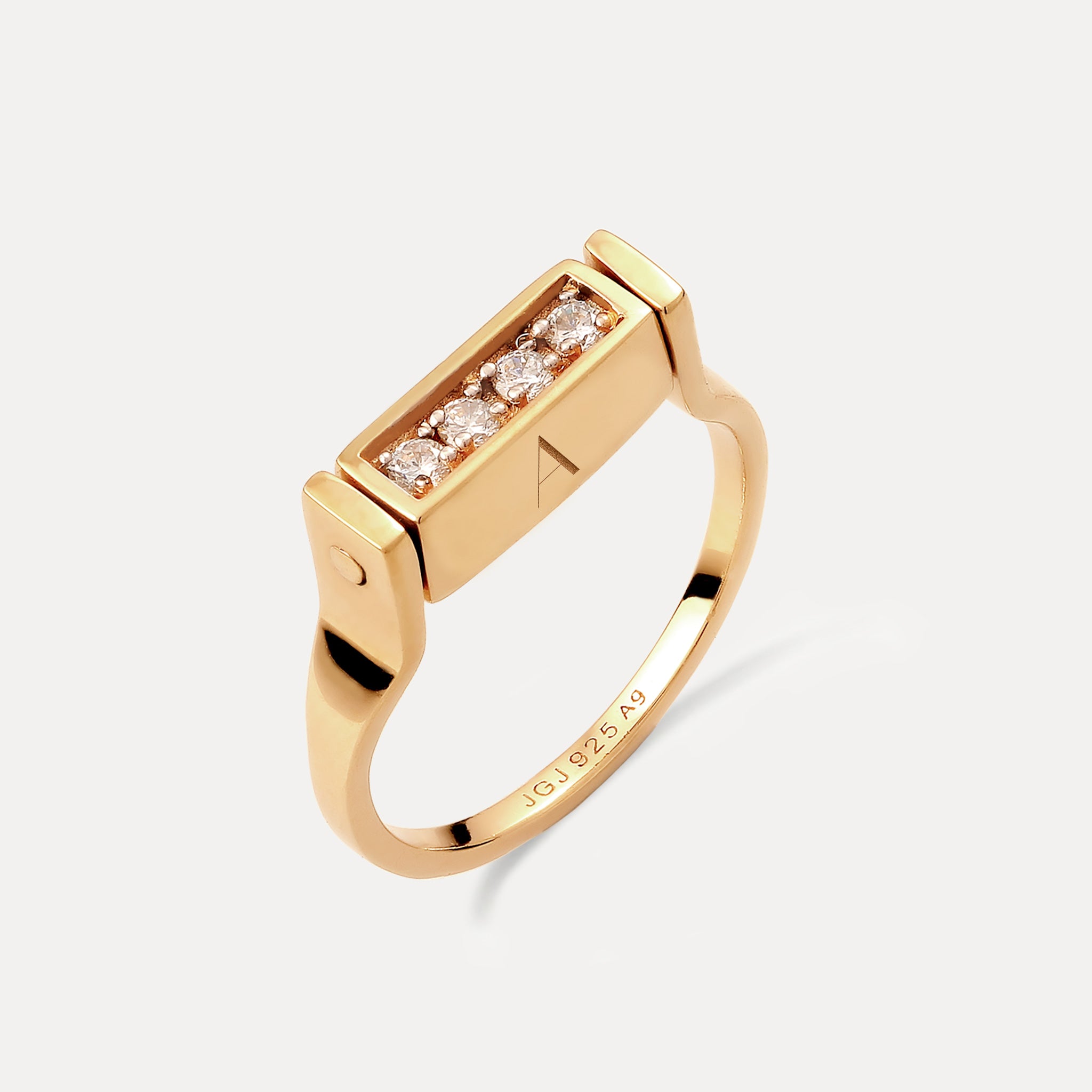 Sapphire Engravable Brick Flip Ring