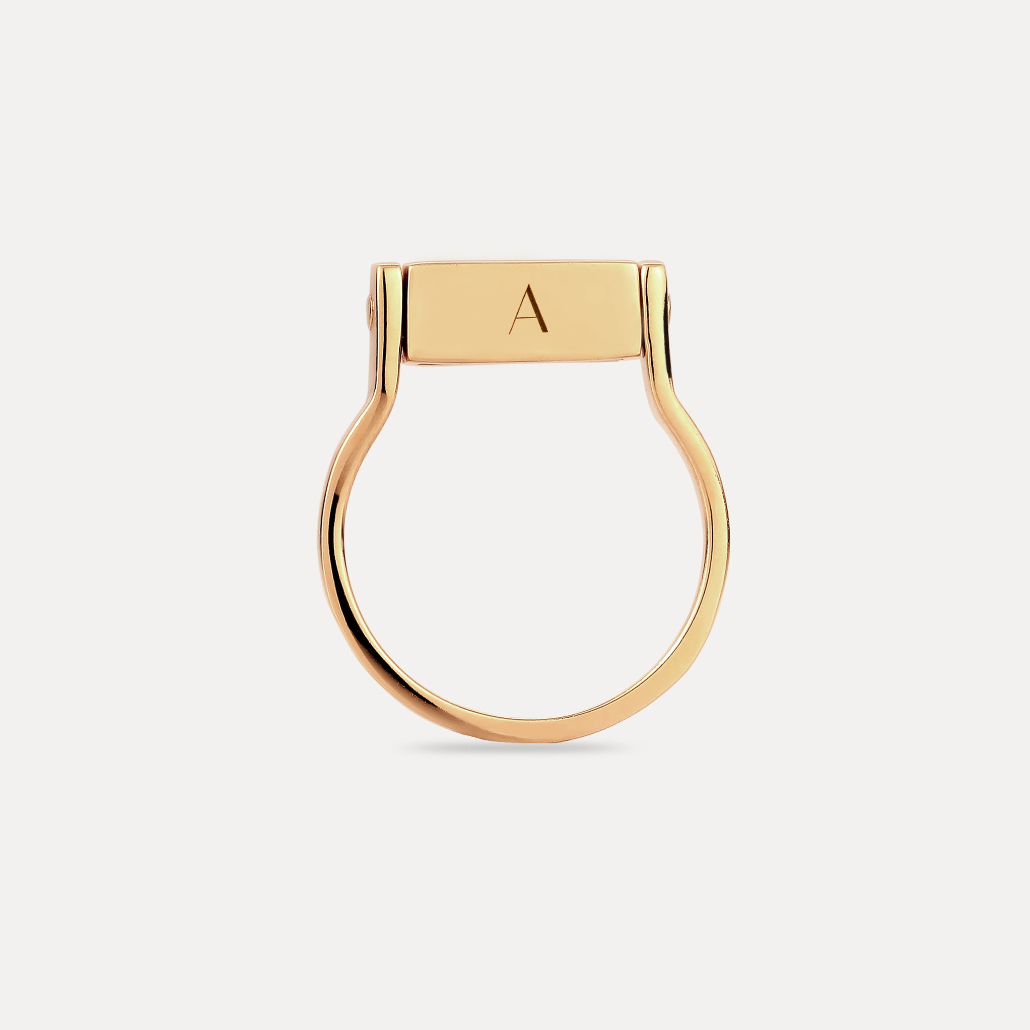 Sapphire Engravable Brick Flip Ring
