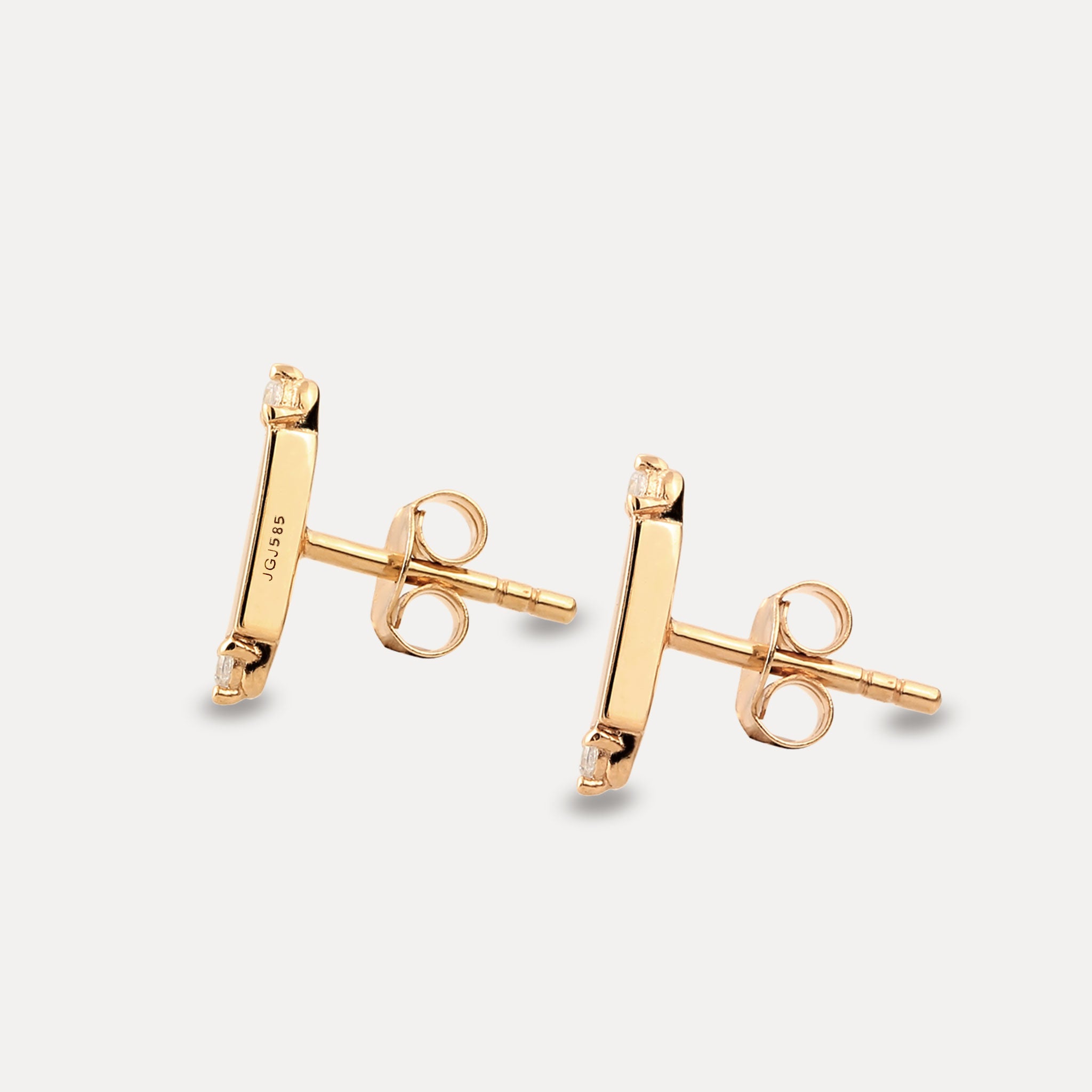 Saphir Brick Tag Ohrstecker Ohrringe | 585 Gold