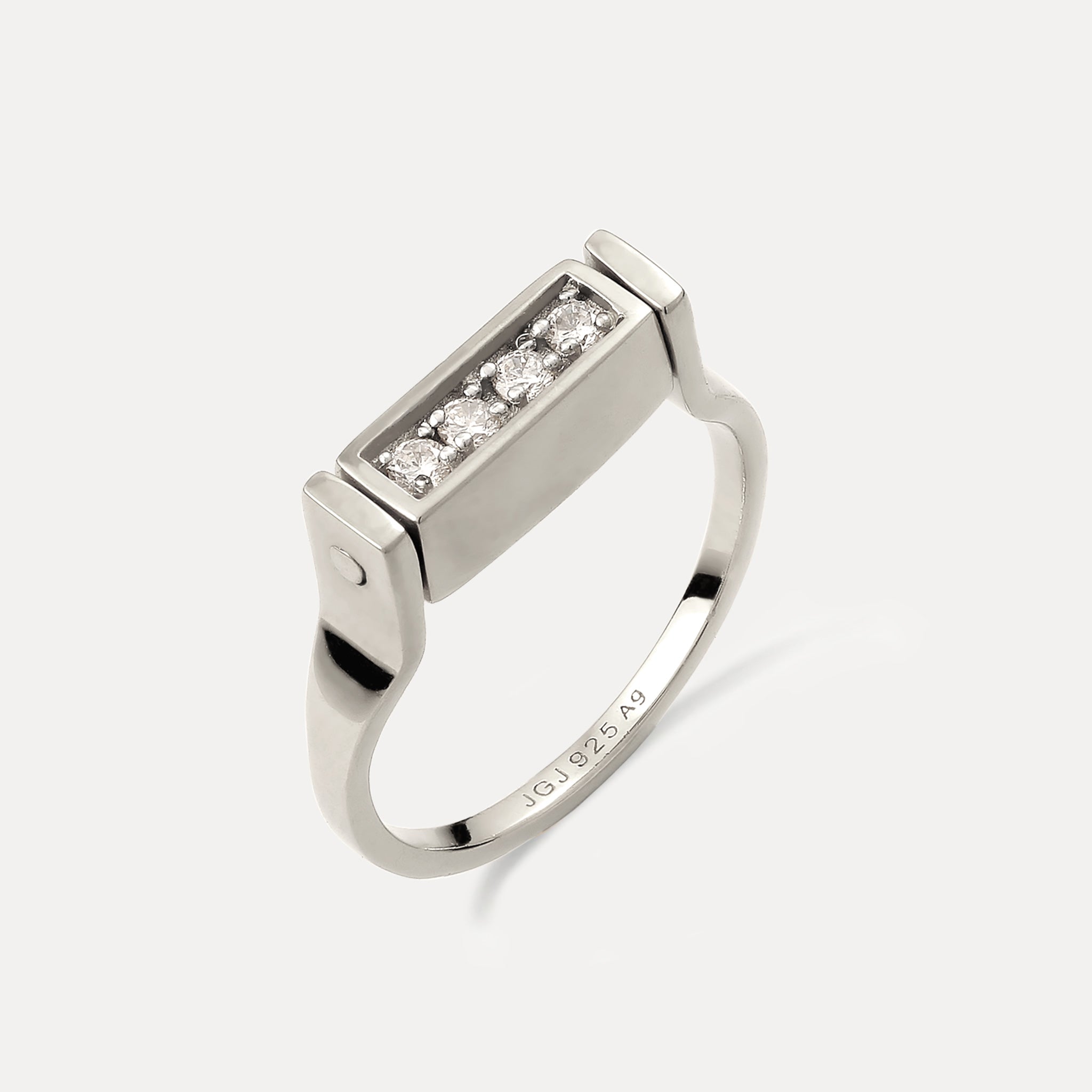 Sapphire Engravable Brick Flip Ring