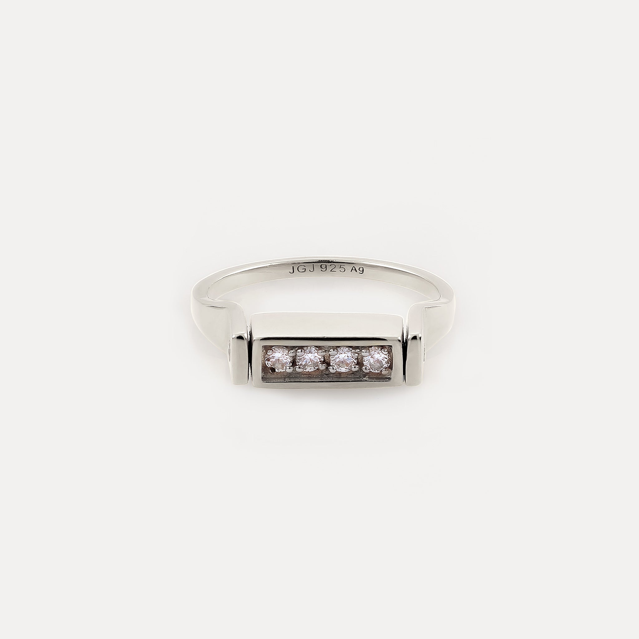 Sapphire Engravable Brick Flip Ring