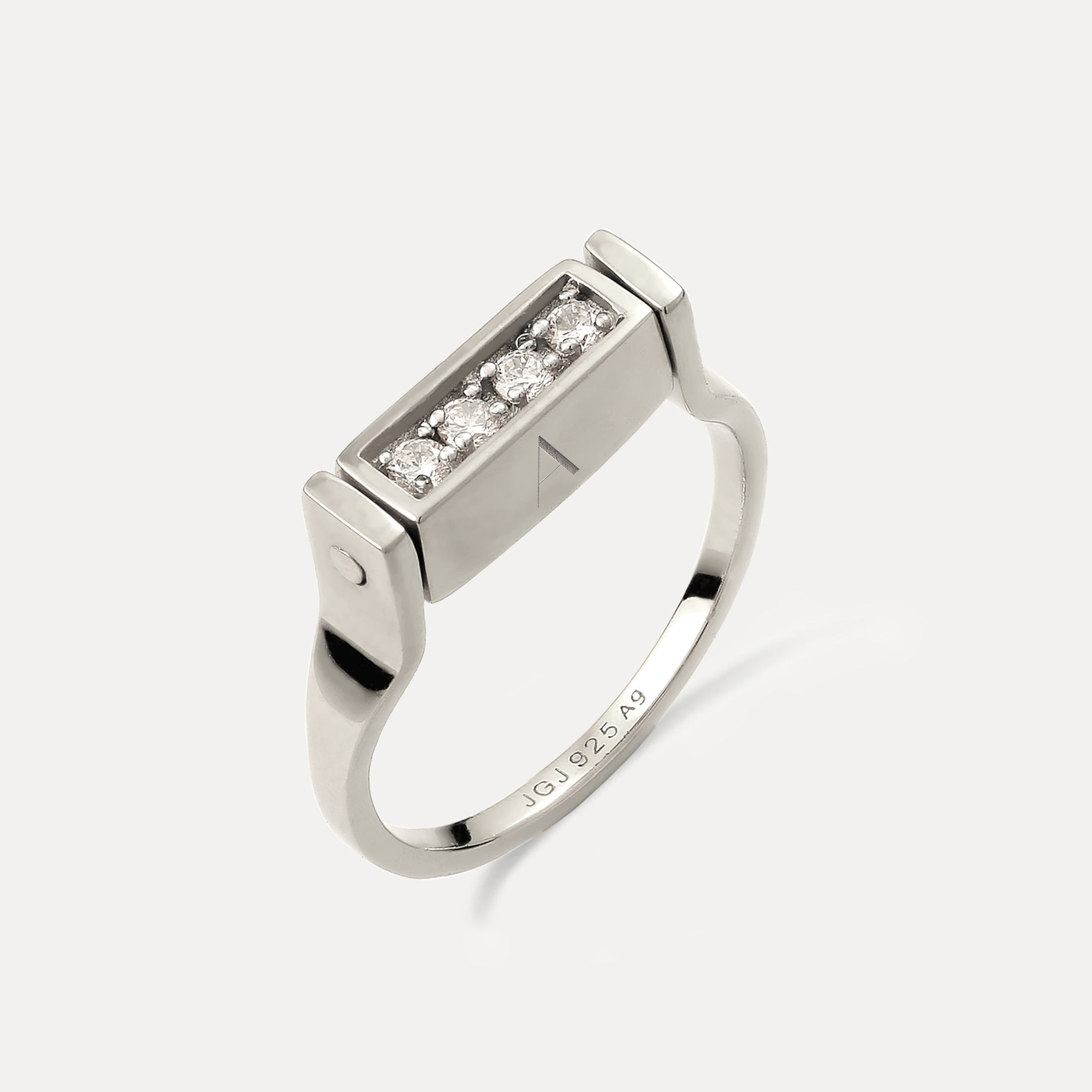 Sapphire Engravable Brick Flip Ring