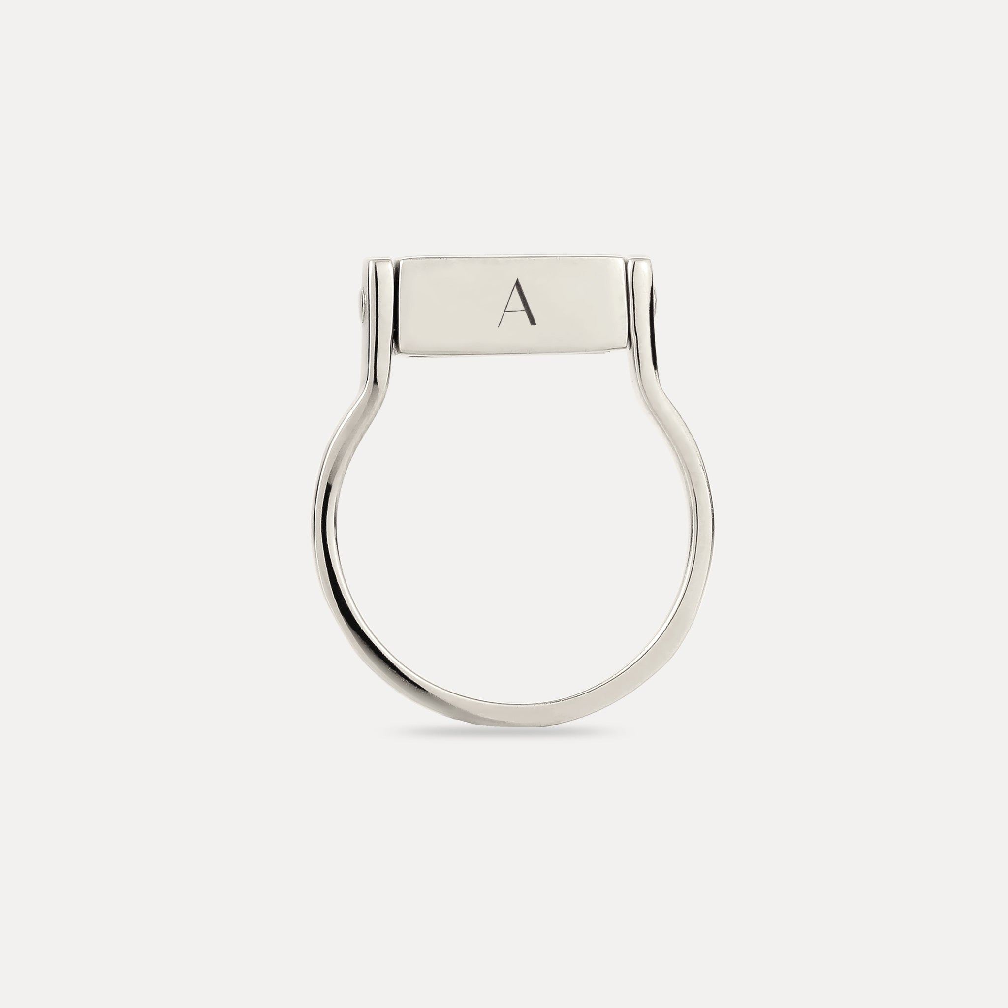 Sapphire Engravable Brick Flip Ring