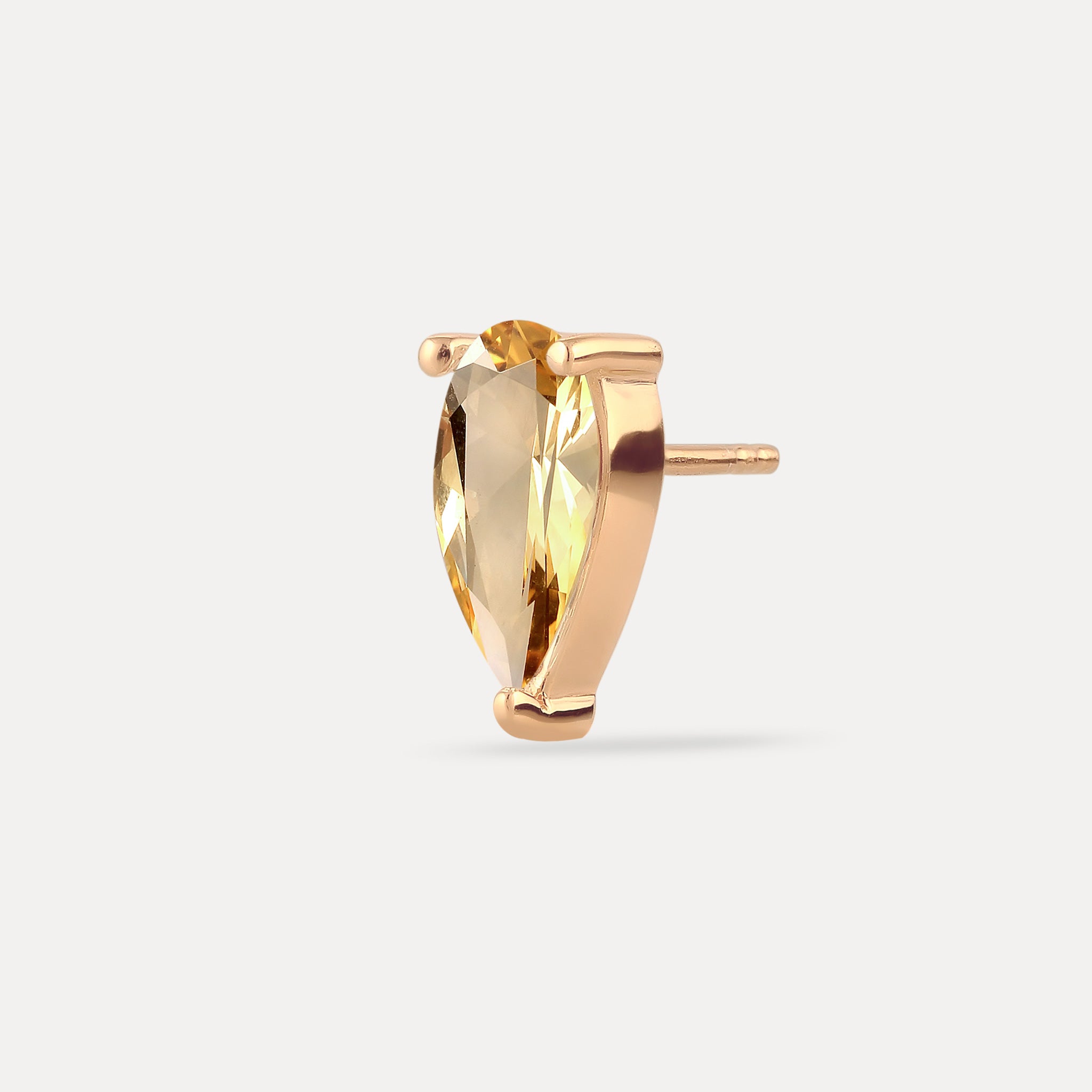 Citrine Balance Drop Stud Earring - Single | 14K Gold