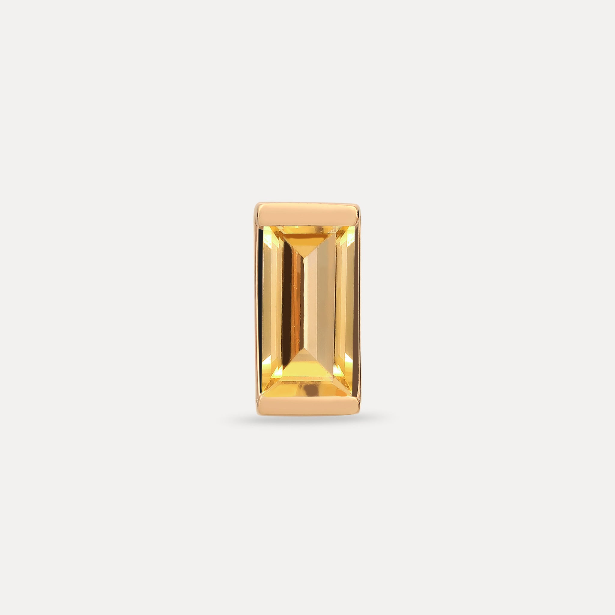 Citrine Balance Baguette Stud Earring - Single | 14K Gold