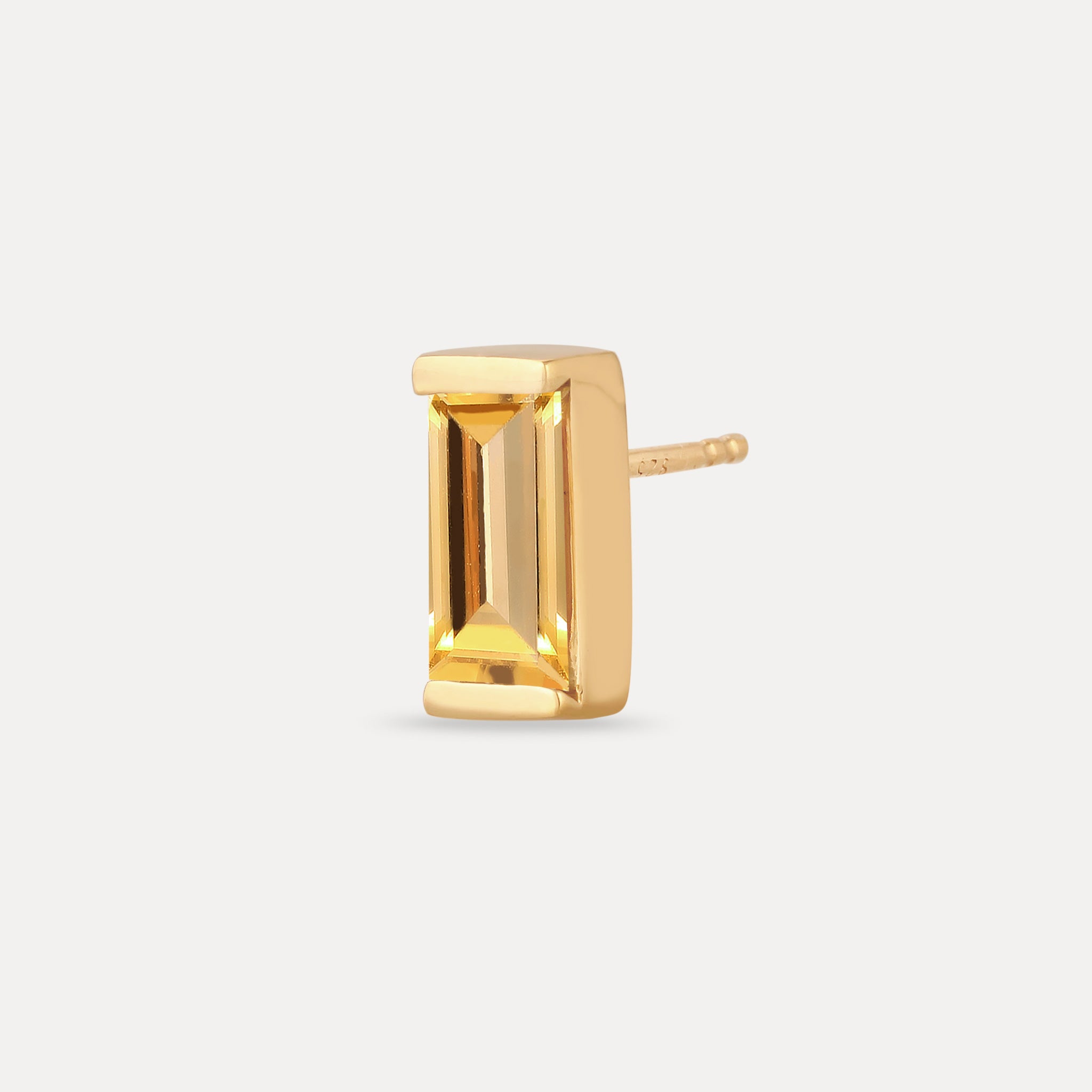 Citrine Balance Baguette Stud Earring - Single