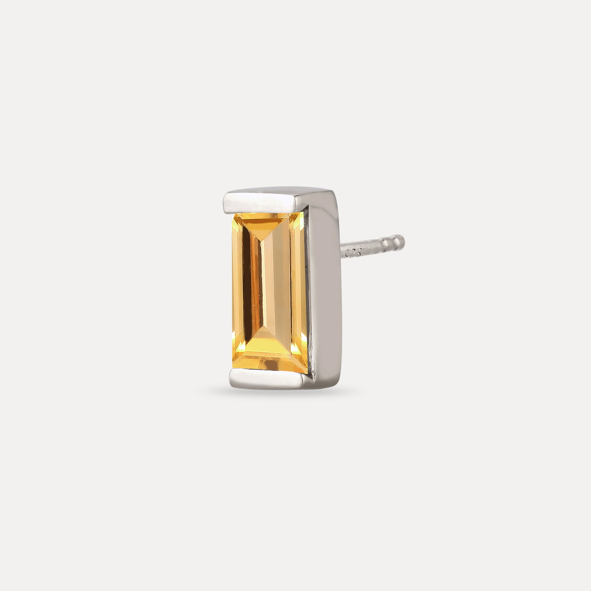 Citrine Balance Baguette Stud Earring - Single