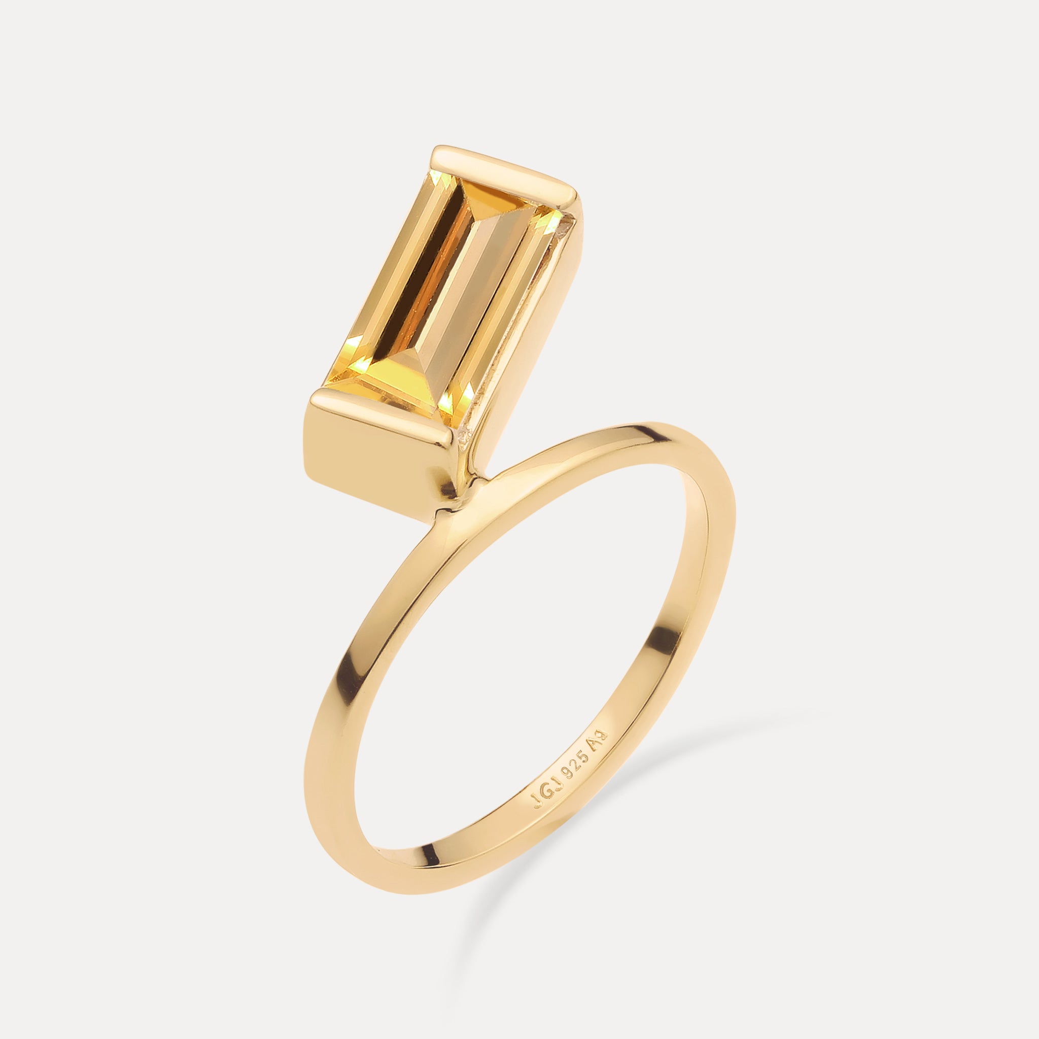 Citrine Balance Baguette Ring