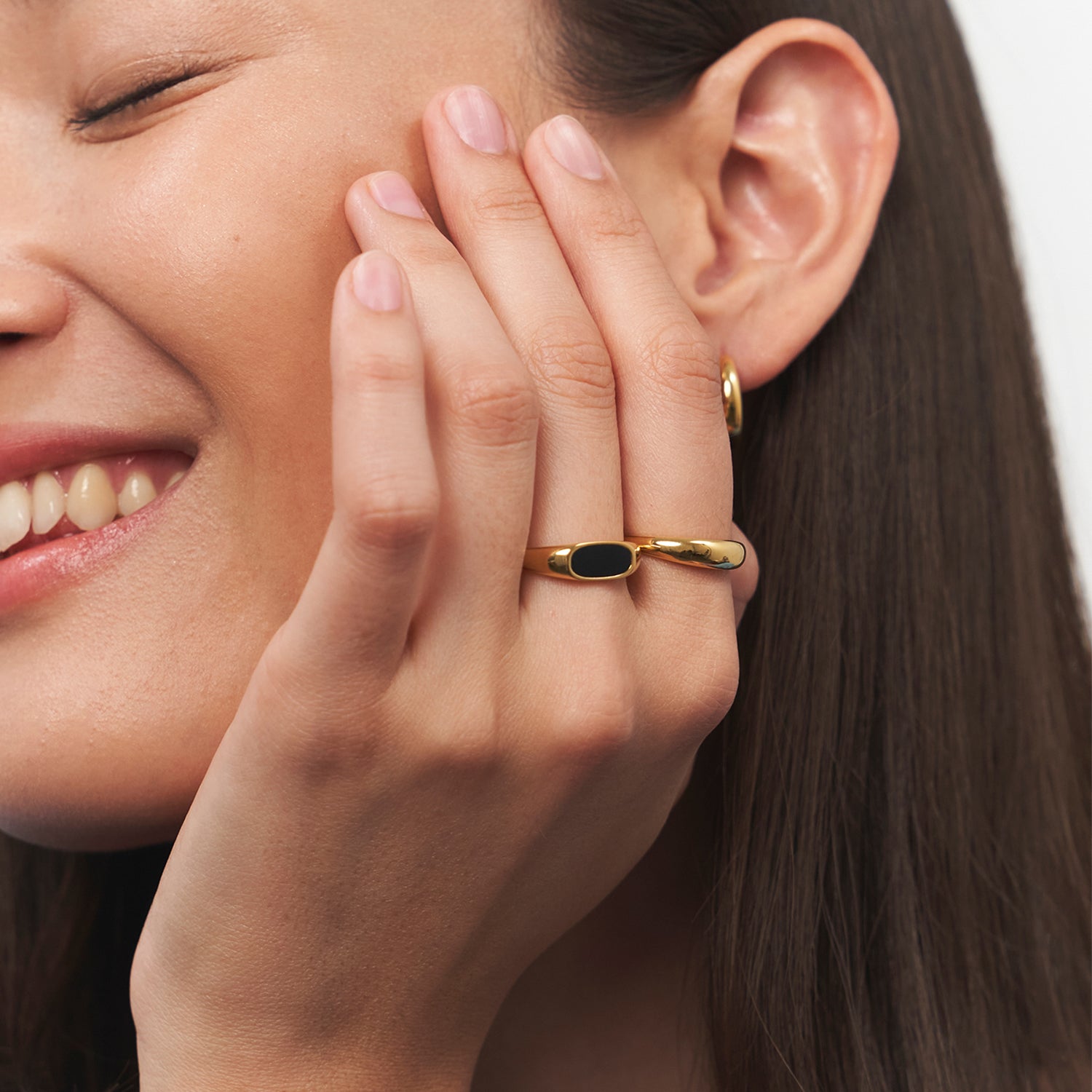 Black Enamel Bombé Bold Ring
