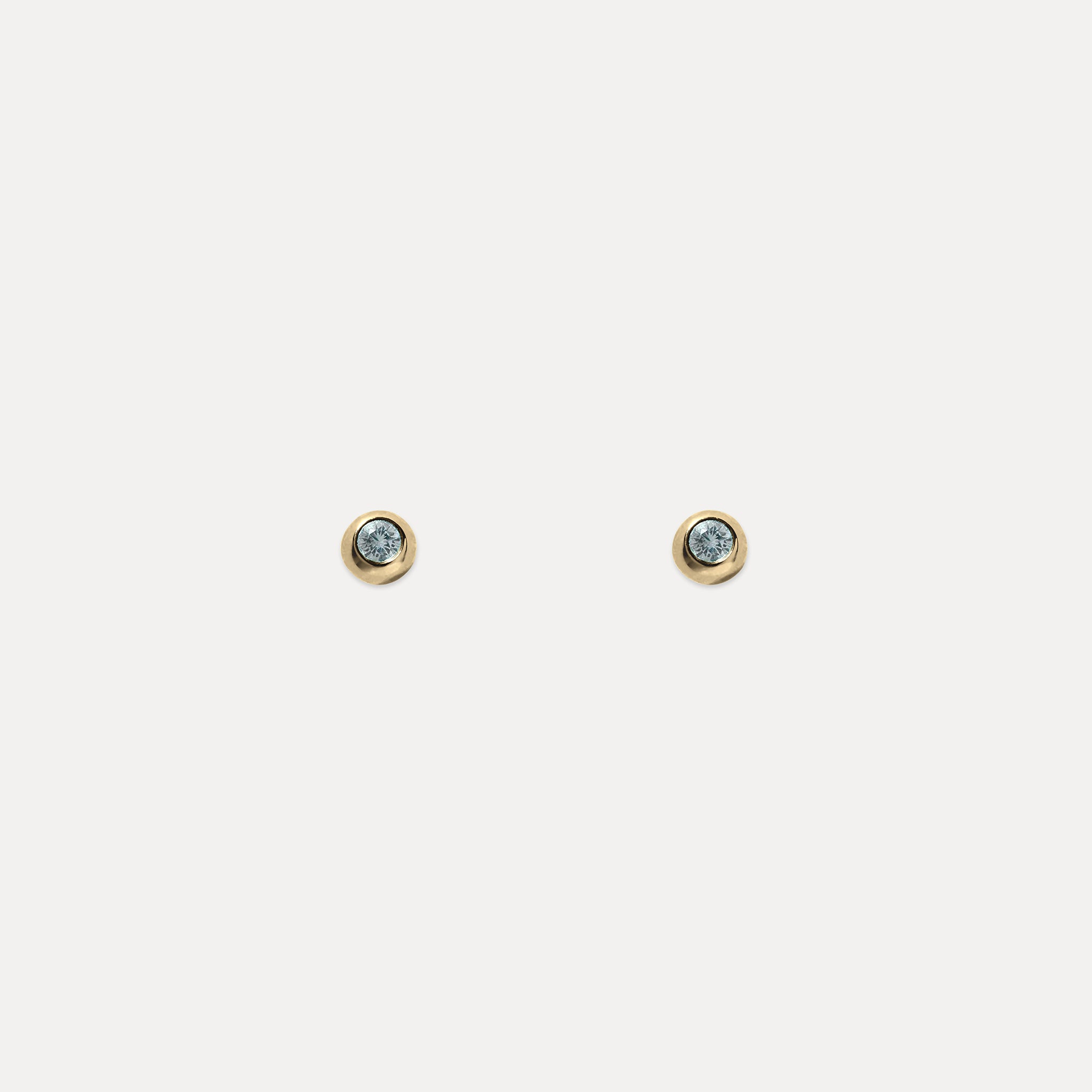 Aquamarine Brilliant Dot Stud Earrings | 14k Gold