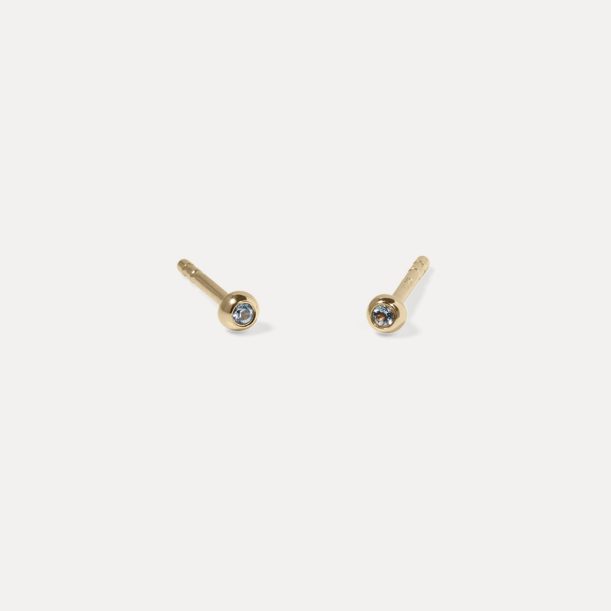 Aquamarine Brilliant Dot Stud Earrings | 14k Gold