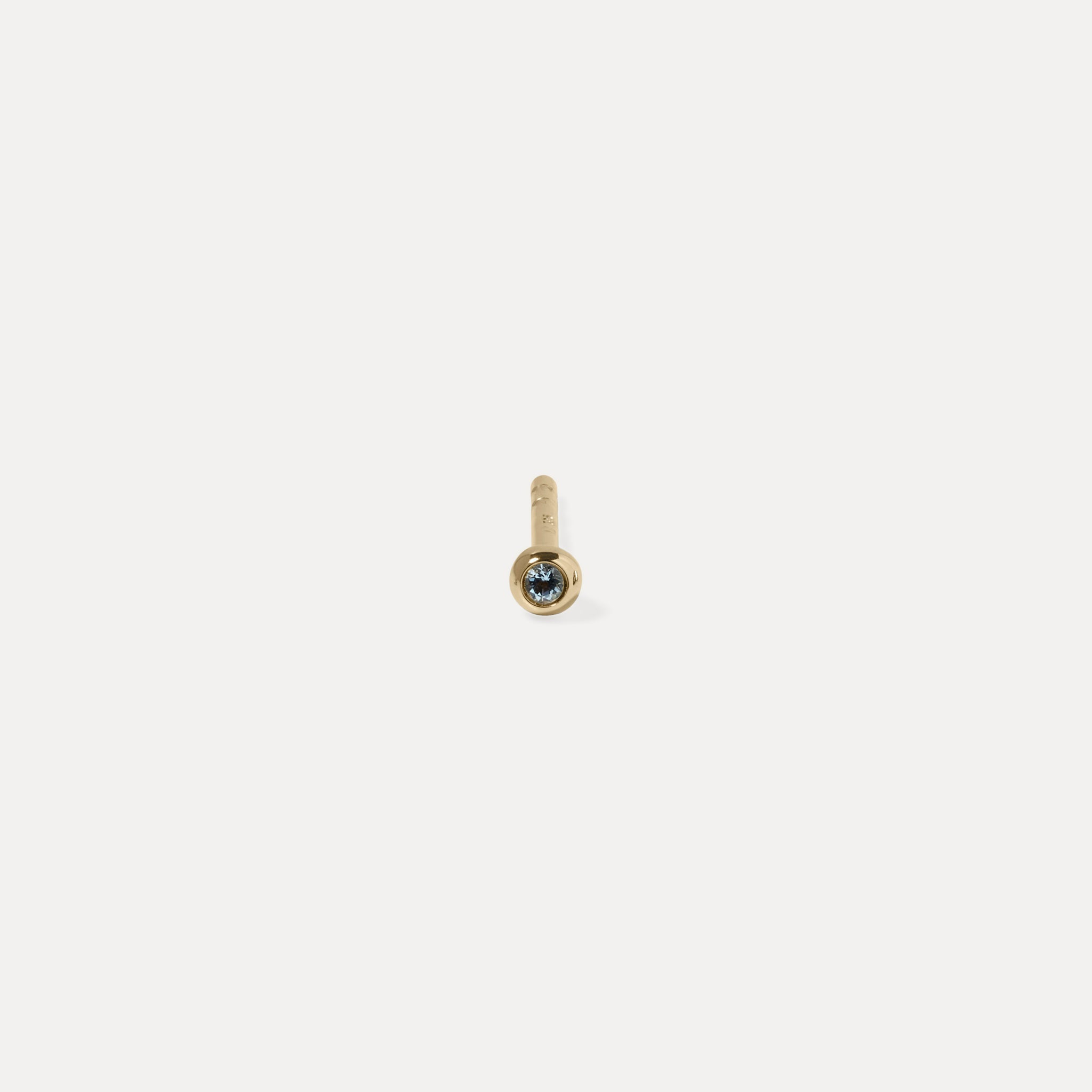 Aquamarine Brilliant Dot Stud Earrings - Single | 14k Gold