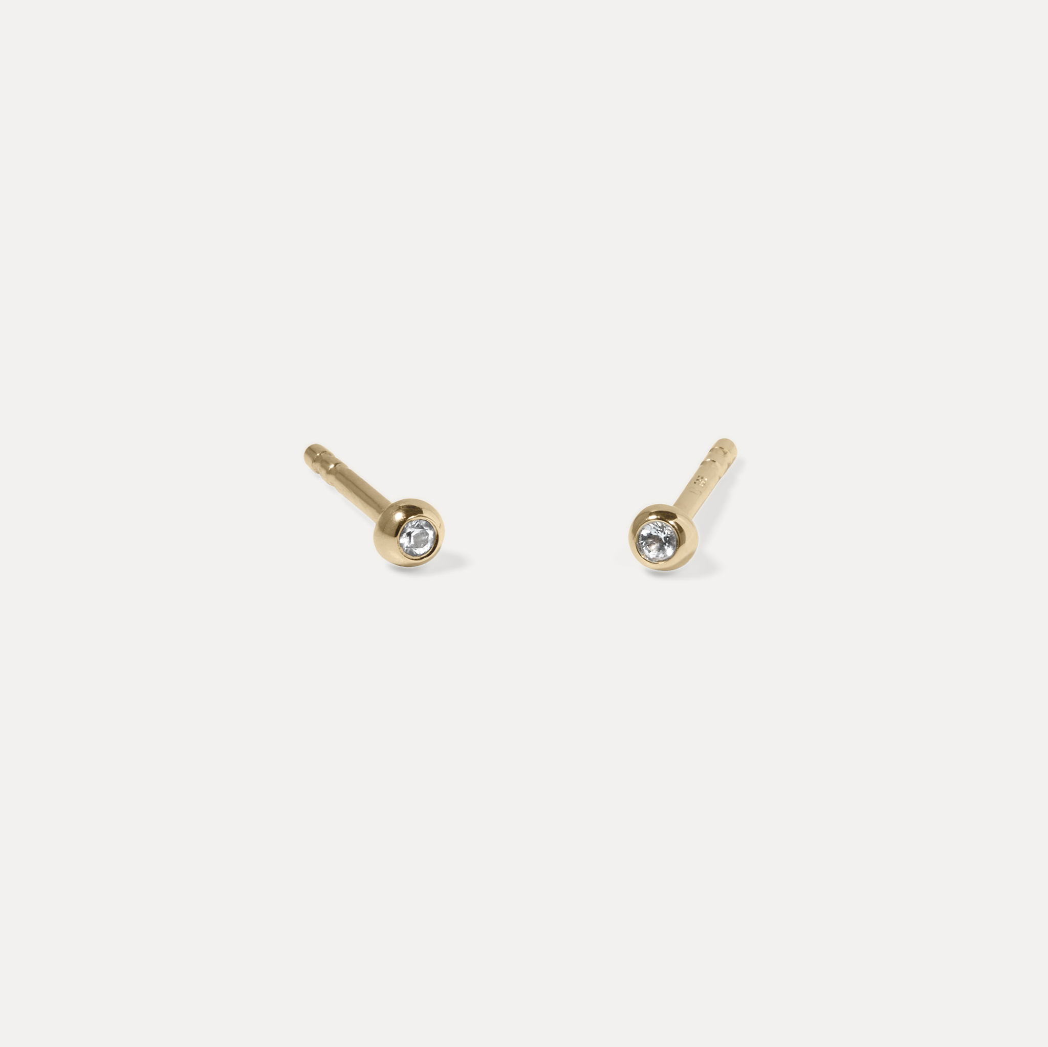White Sapphire Brilliant Dot Stud Earrings | 14k Gold