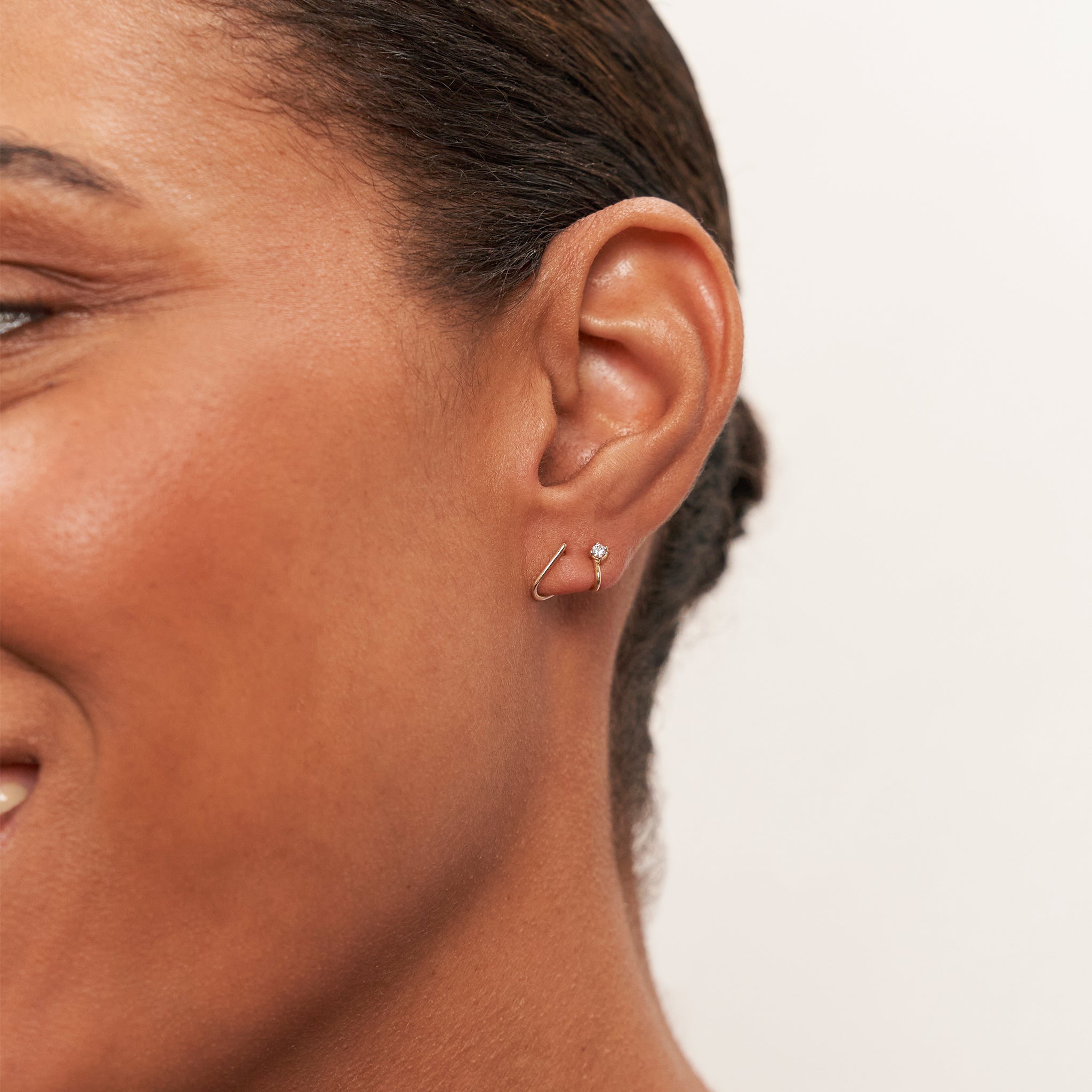 Diamond Double Huggies | 14k Gold