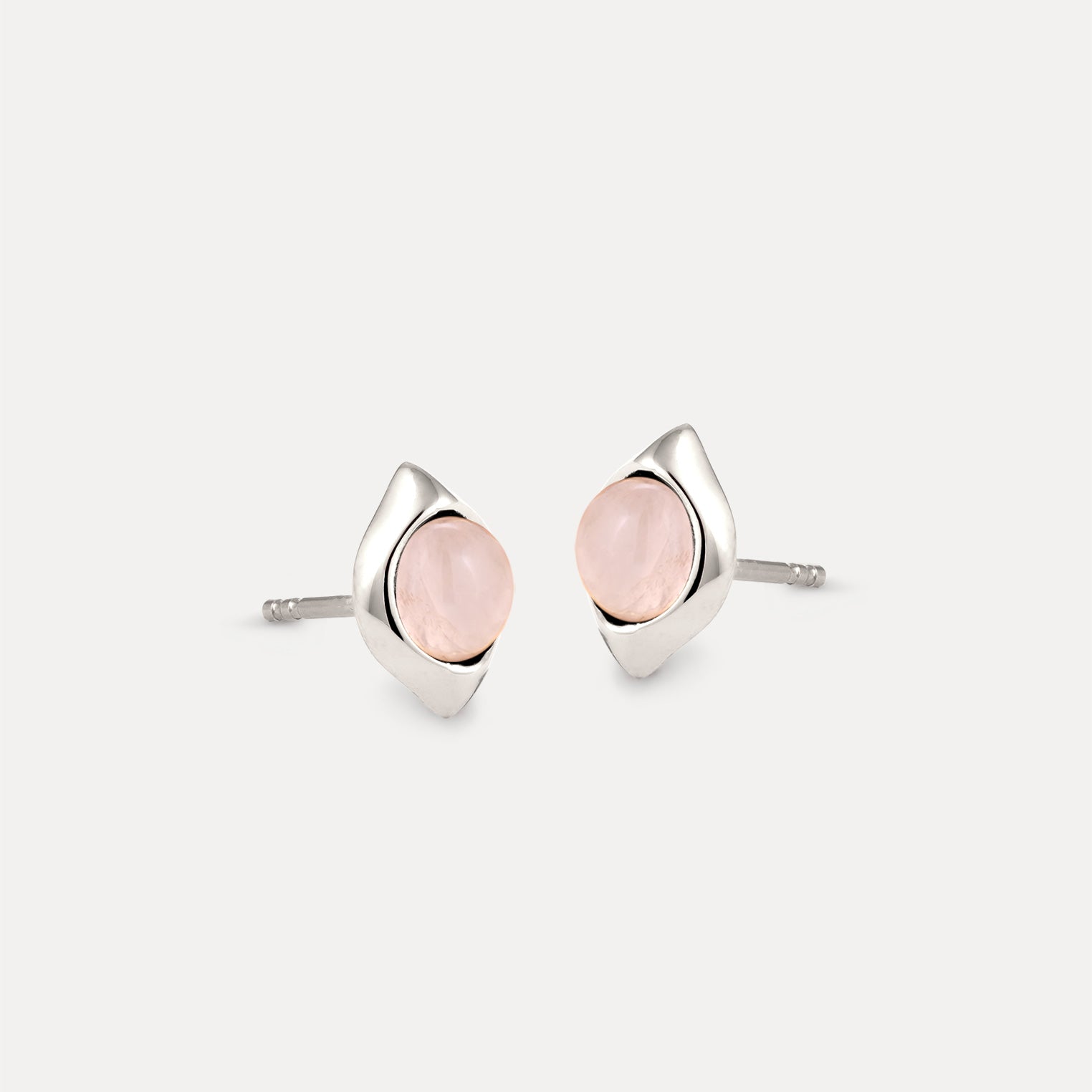 Rose Quartz Eden Pea Stud Earrings