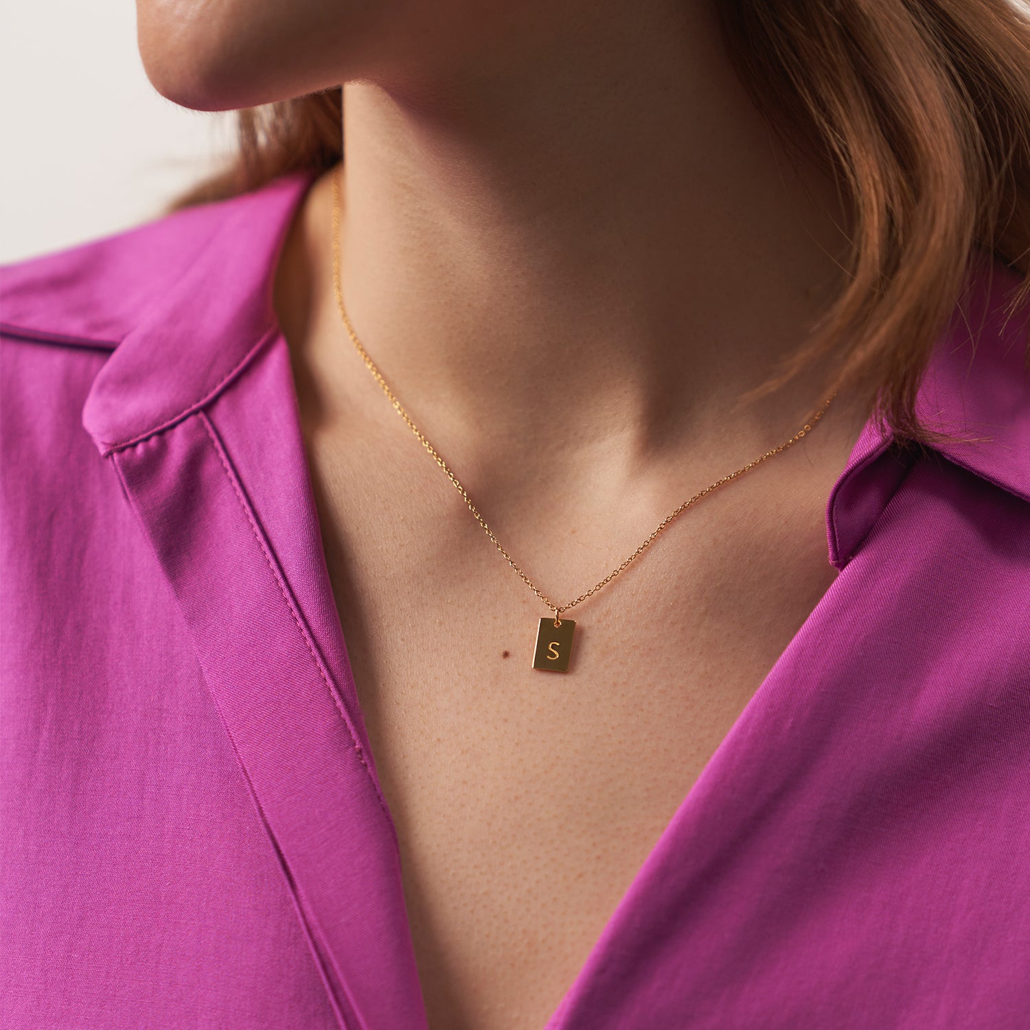 Edge Tag Necklace | 14k Gold
