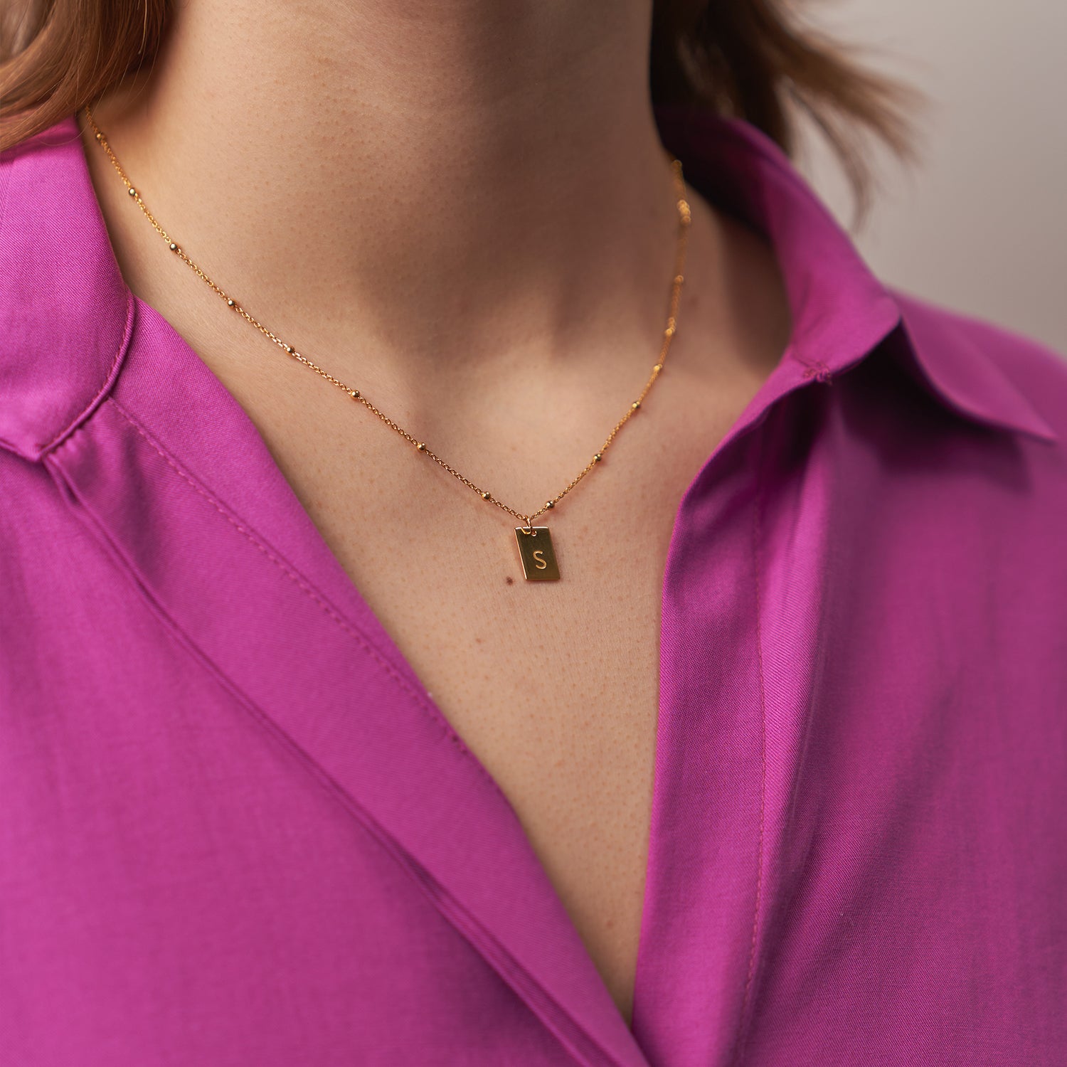 Edge Tag Necklace | 14k Gold