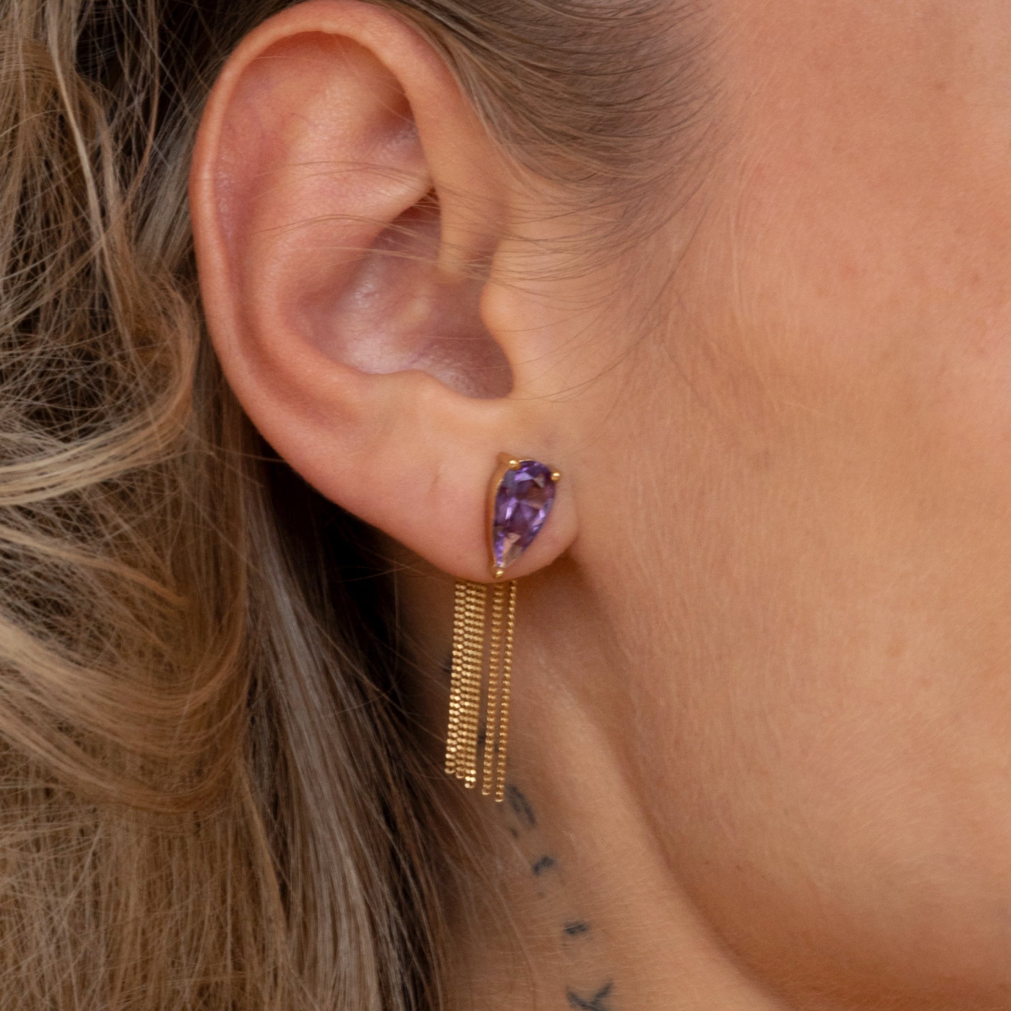 Amethyst Balance Stud Earrings | 14k Solid Gold