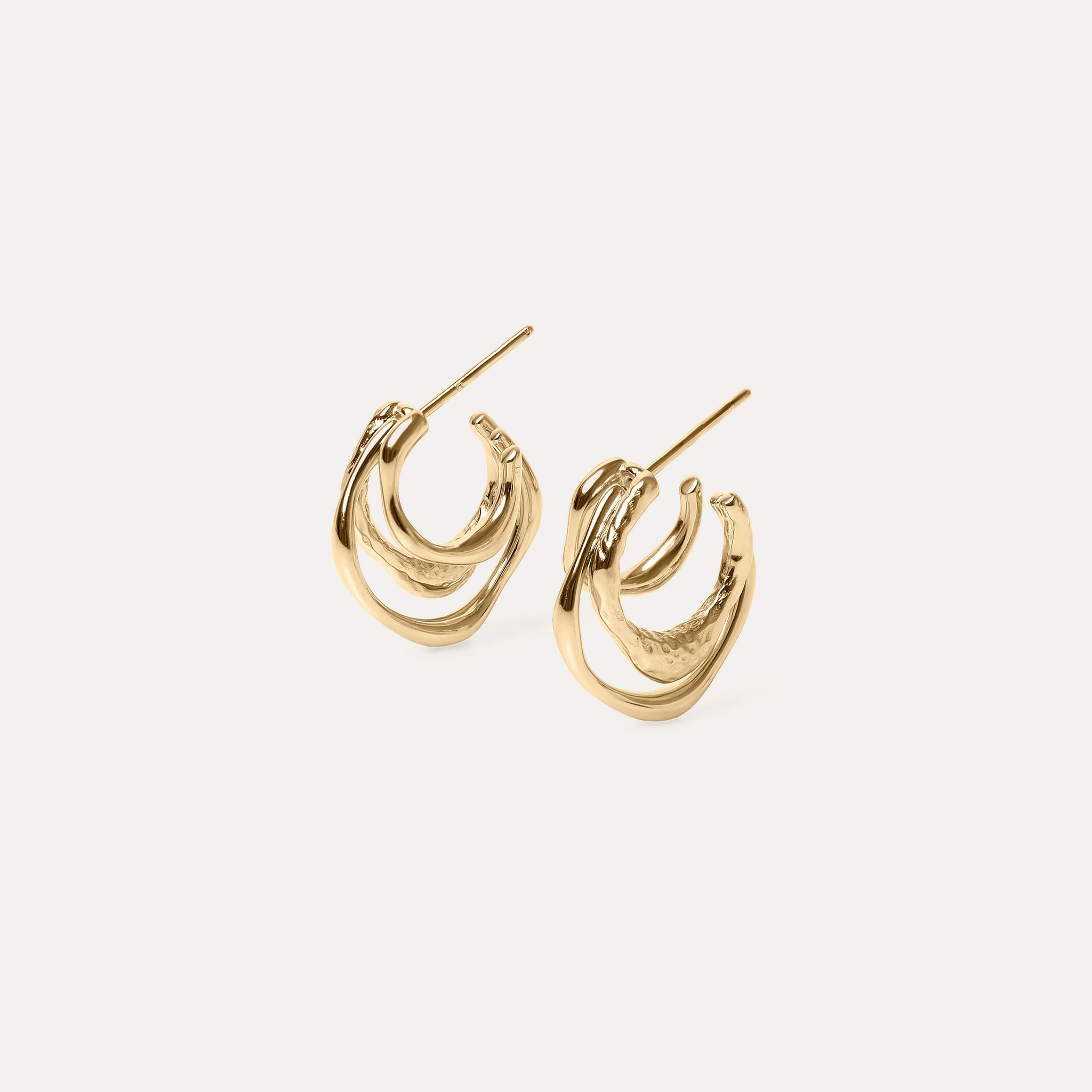 Fluid Triple Hoop Earrings | 14k Gold