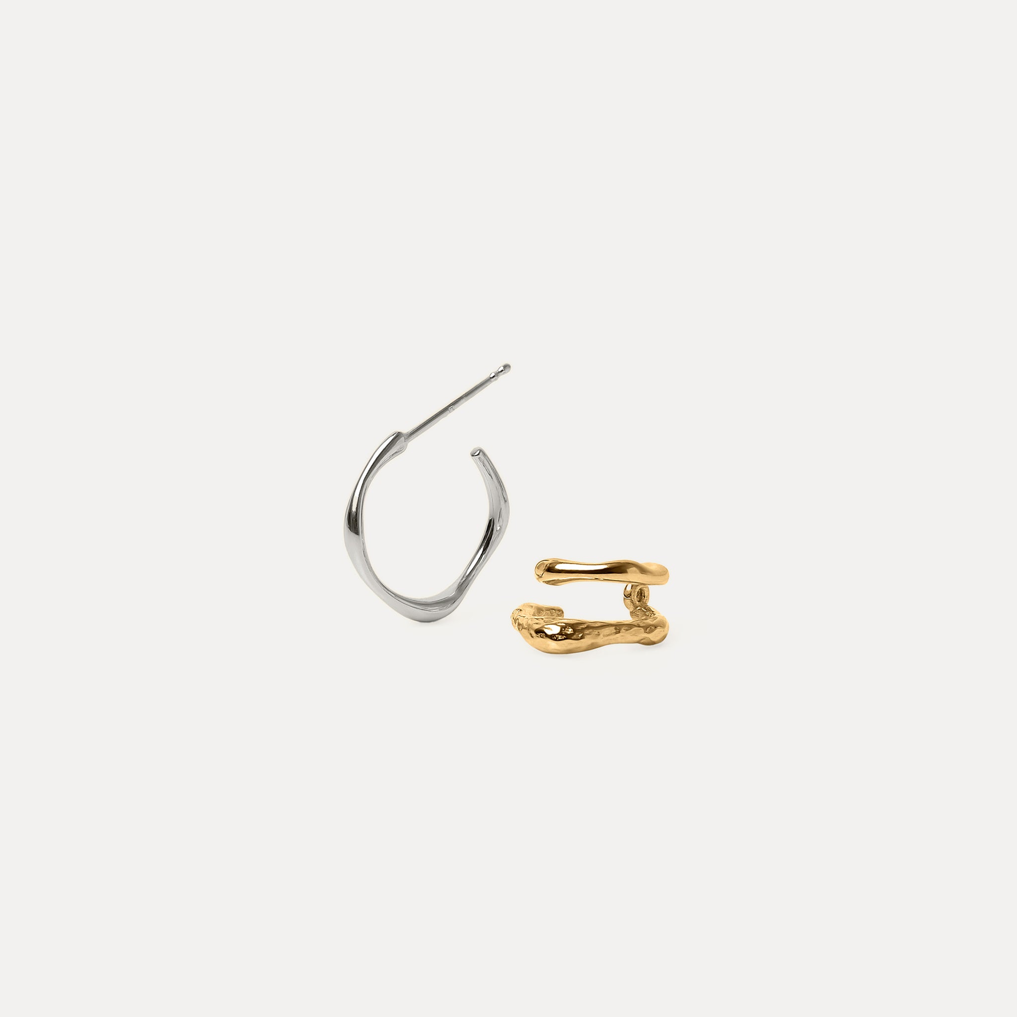 Fluid Triple Hoop Earrings Mixed Gold Vermeil
