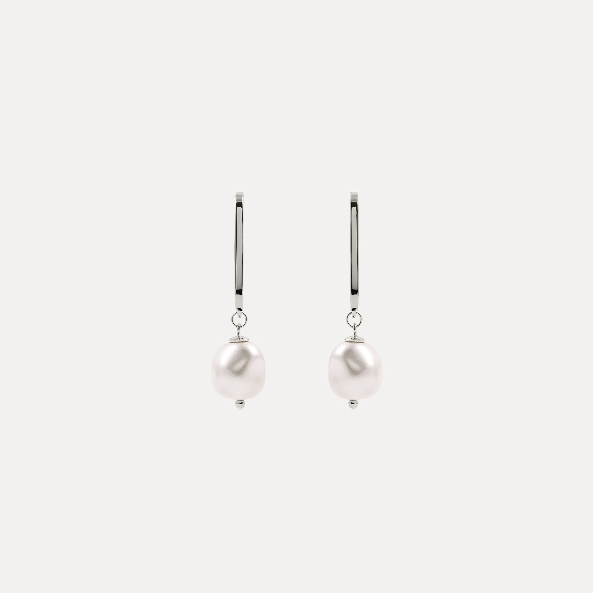 Pearl Baroque High Bar Drop Earrings