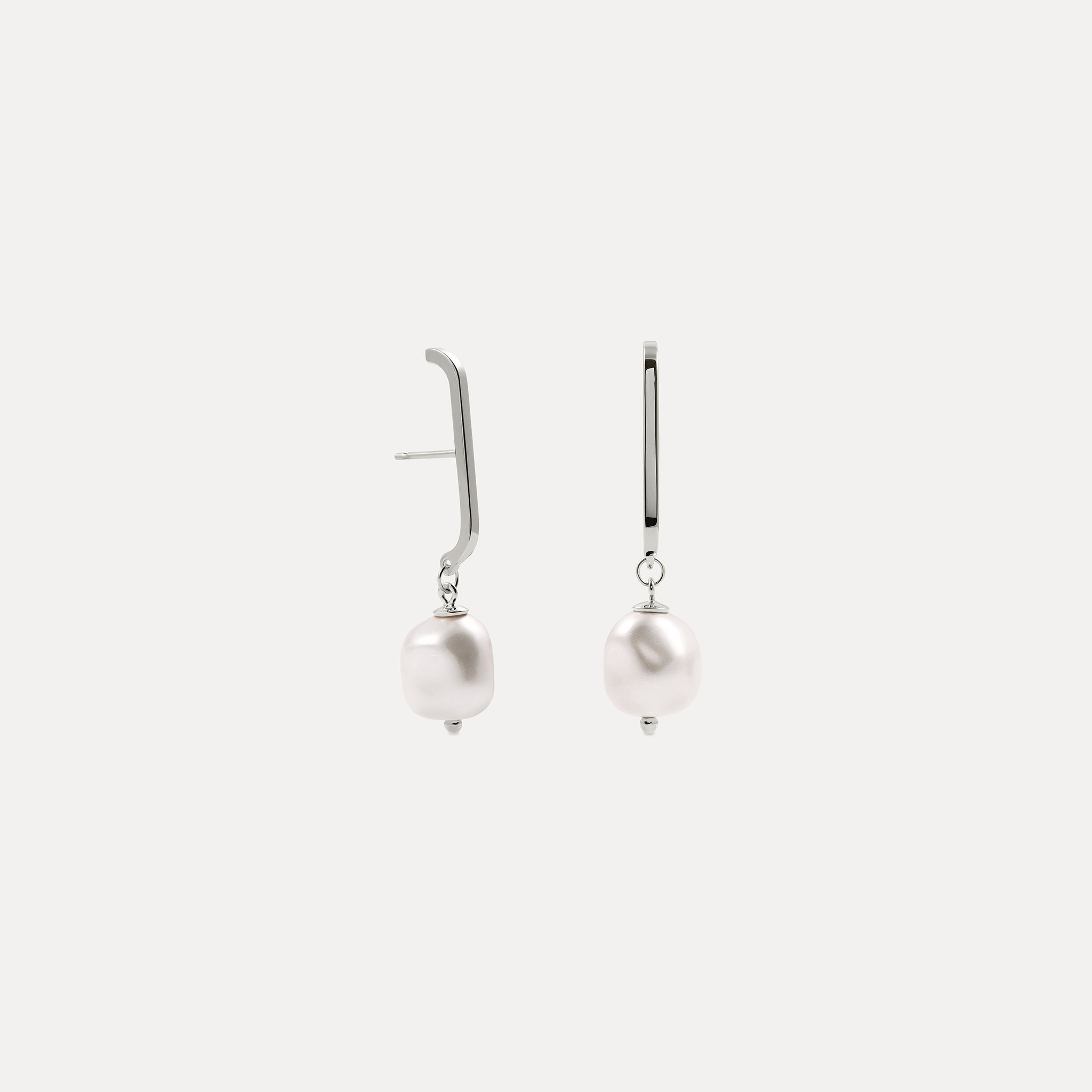 Pearl Baroque High Bar Drop Earrings
