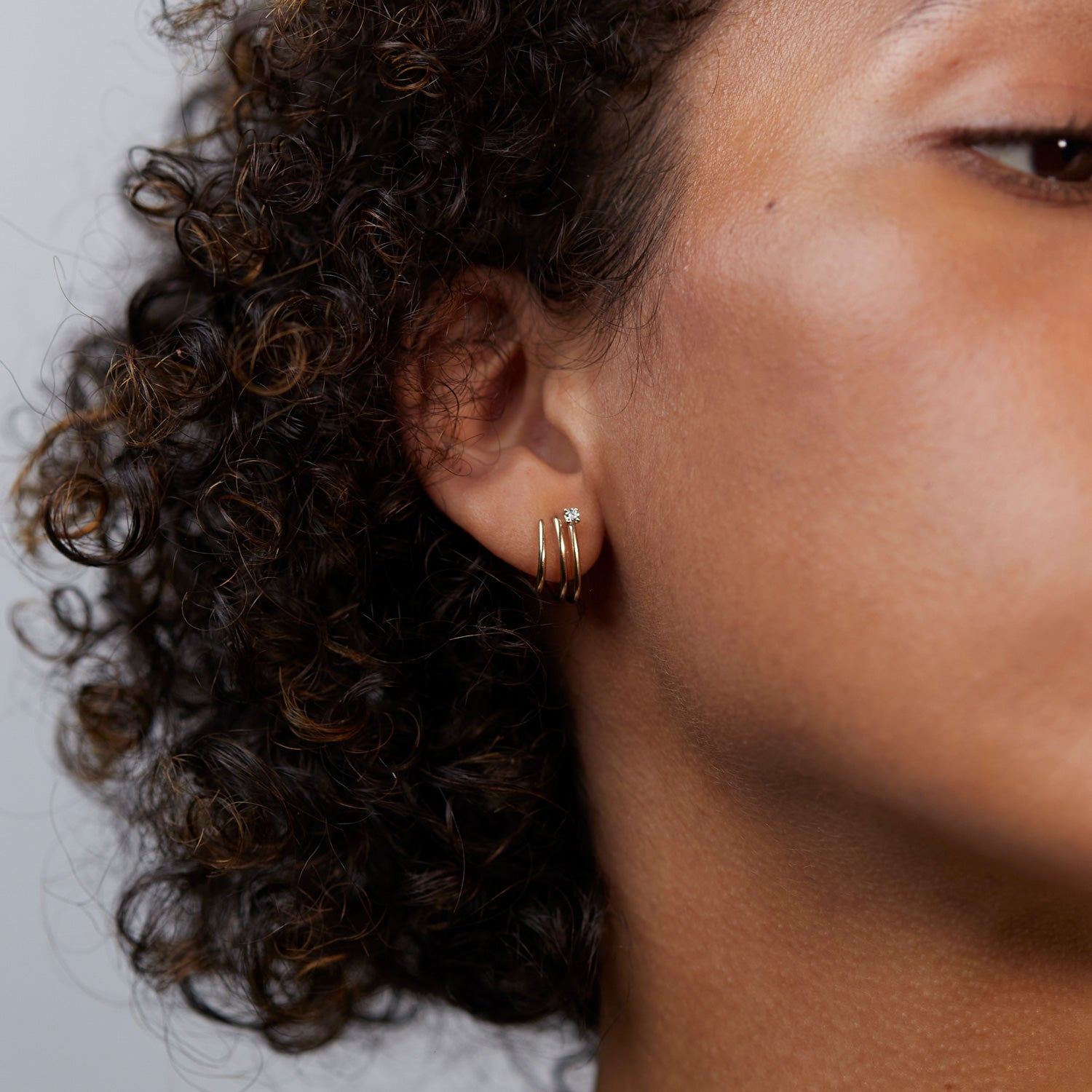 Pink Tourmaline Trine Huggies Earrings - Single | 14k Gold