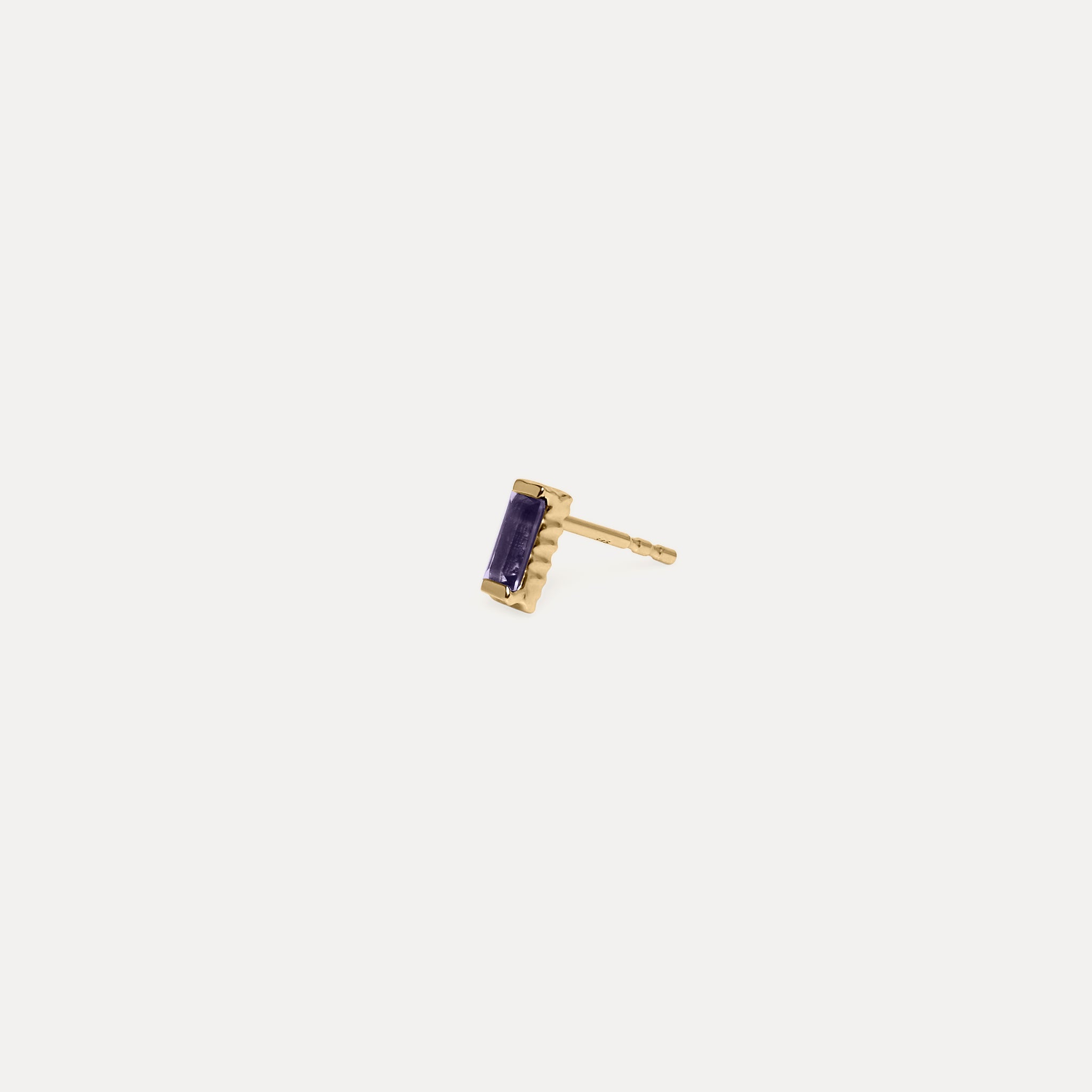Iolith Baguette Textured Stud Earrings - Single | 14k Gold