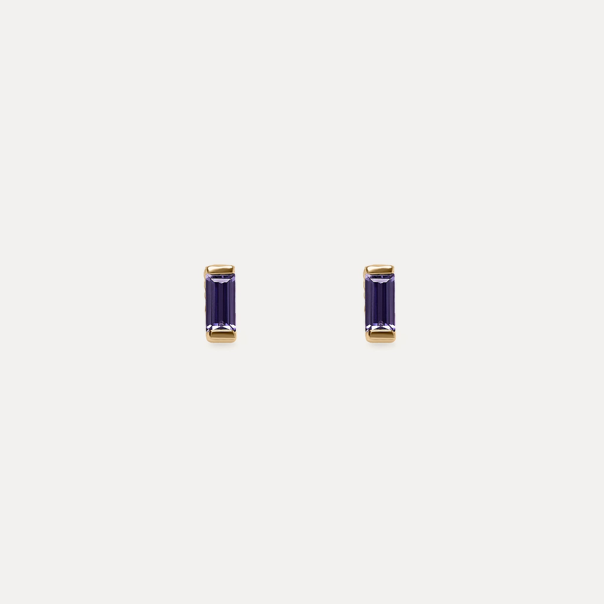 Iolith Baguette Textured Stud Earrings | 14k Gold