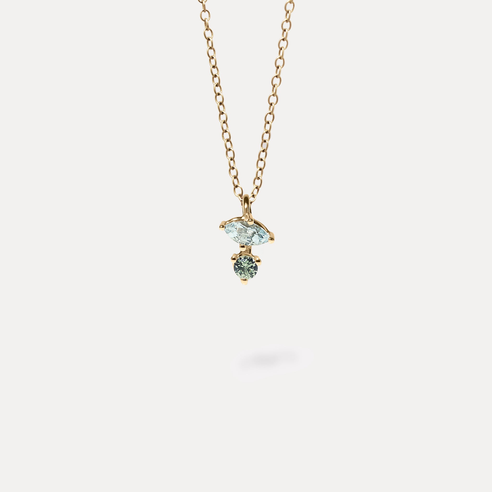 Aquamarine & Green Sapphire Joy Necklace | 14k Gold