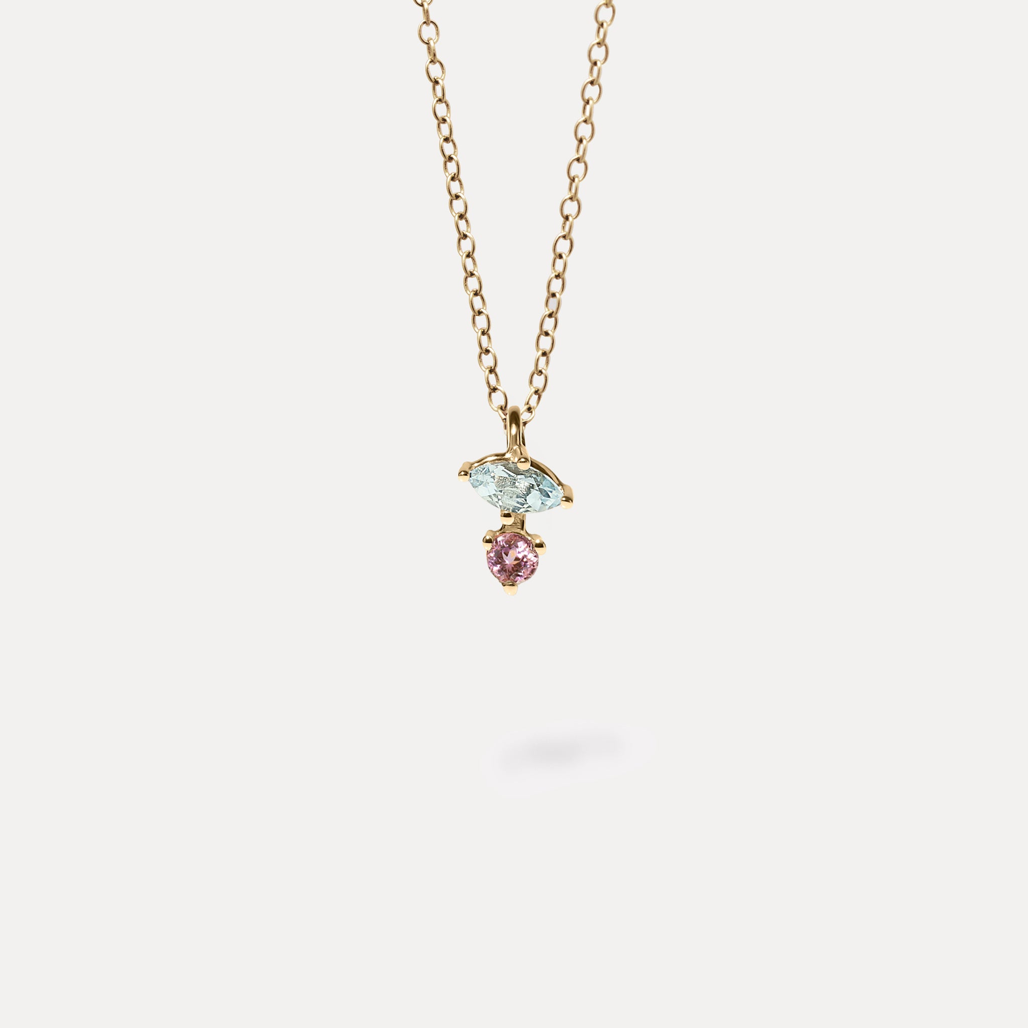 Aquamarine & Pink Tourmaline Joy Pendant | 14k Gold