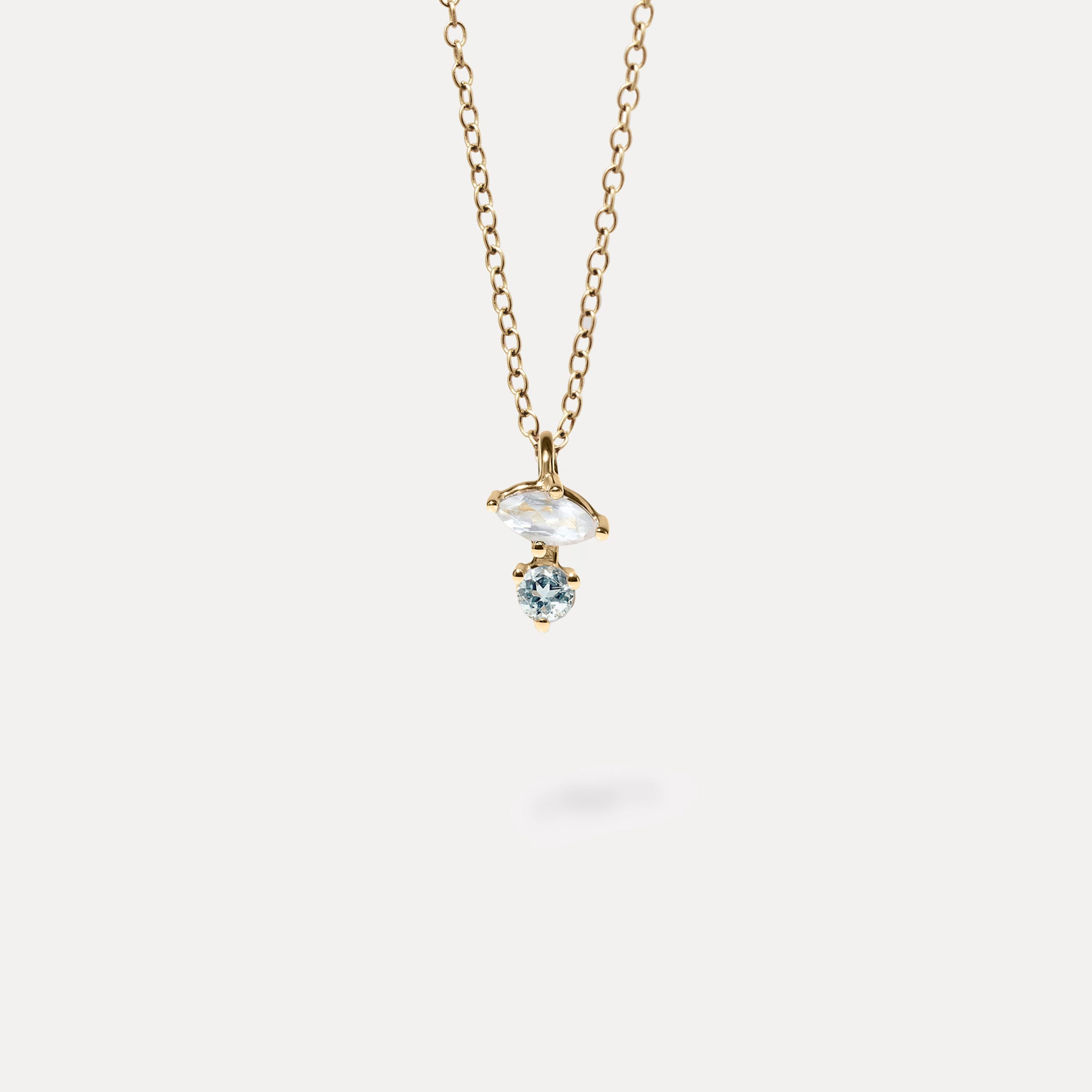 Moonstone & Aquamarine Joy Pendant | 14k Gold