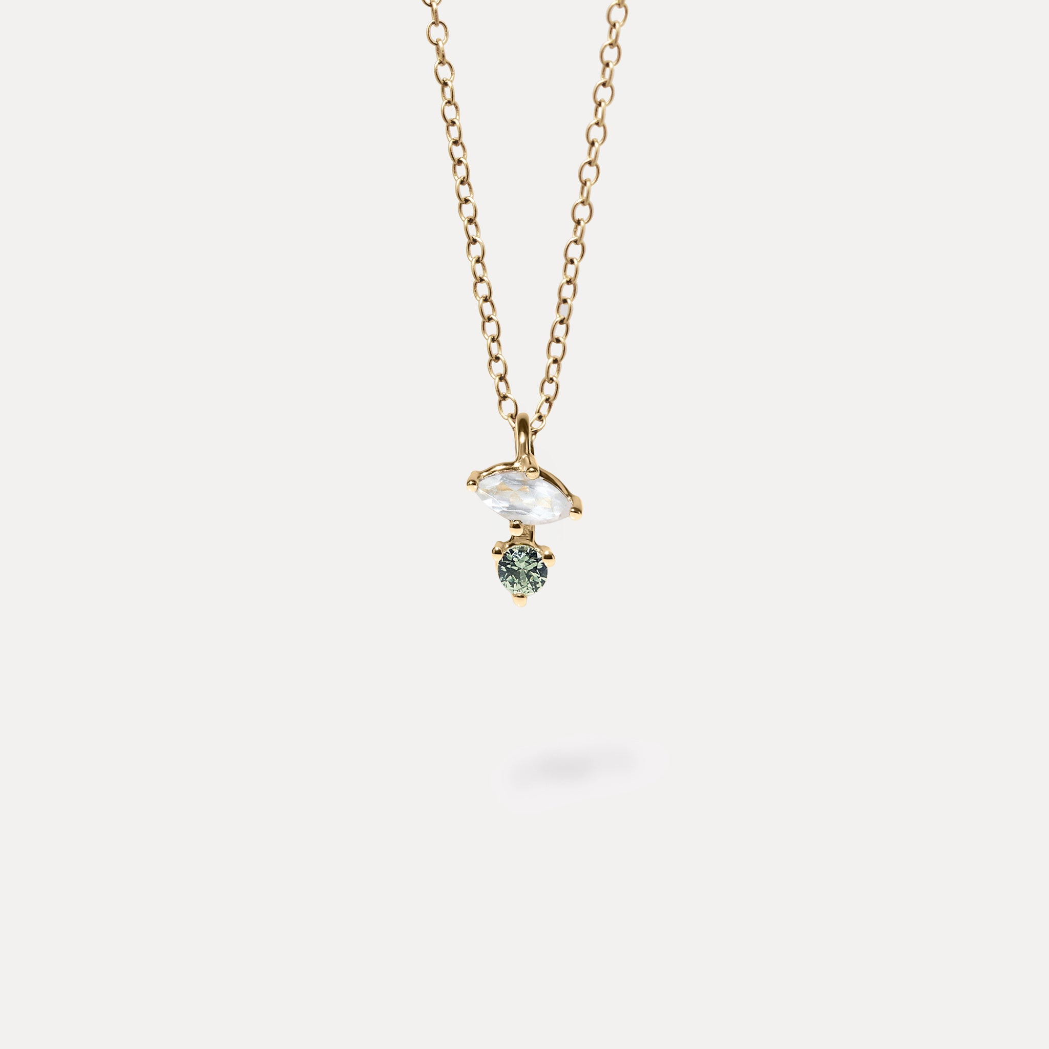 Moonstone & Green Sapphire Joy Pendant | 14k Gold