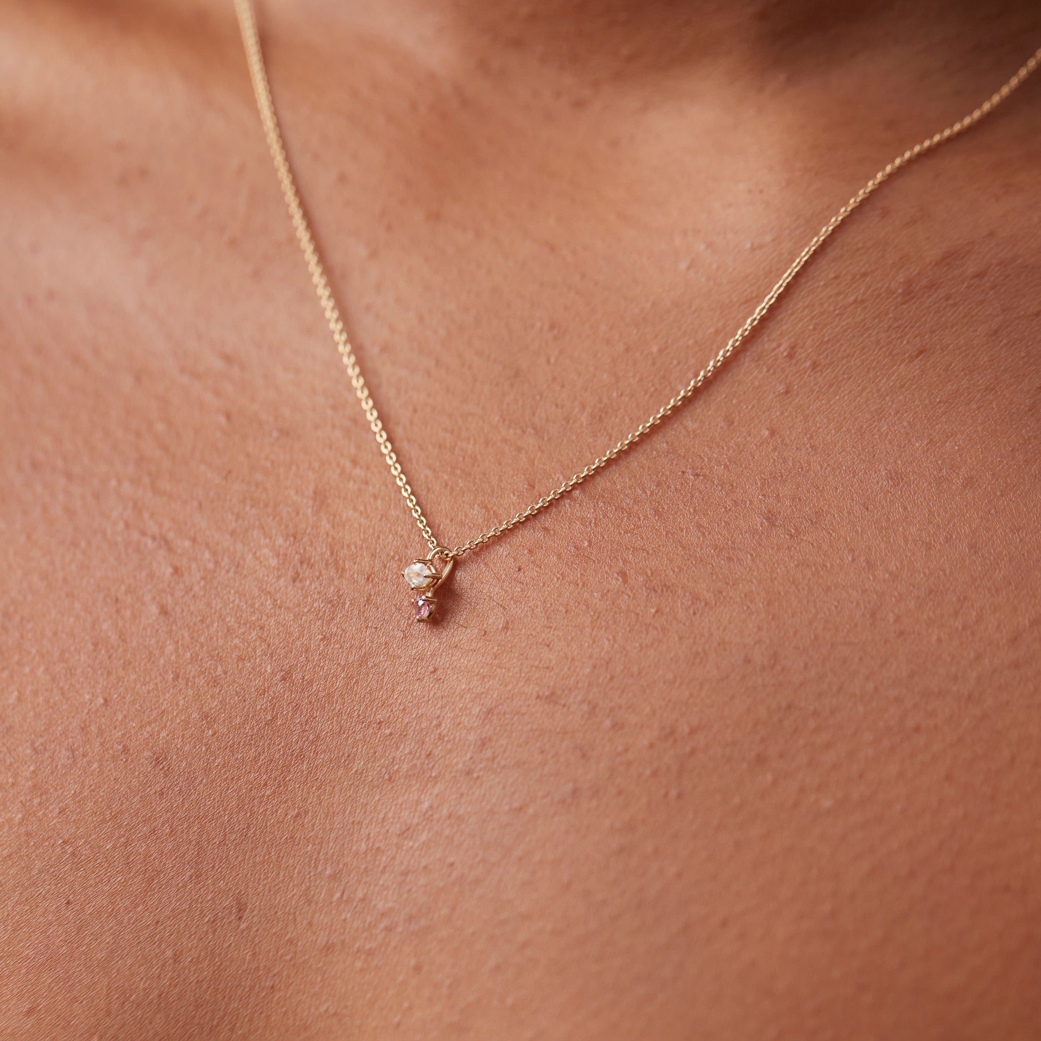 Moonstone & Pink Tourmaline Joy Pendant | 14k Gold