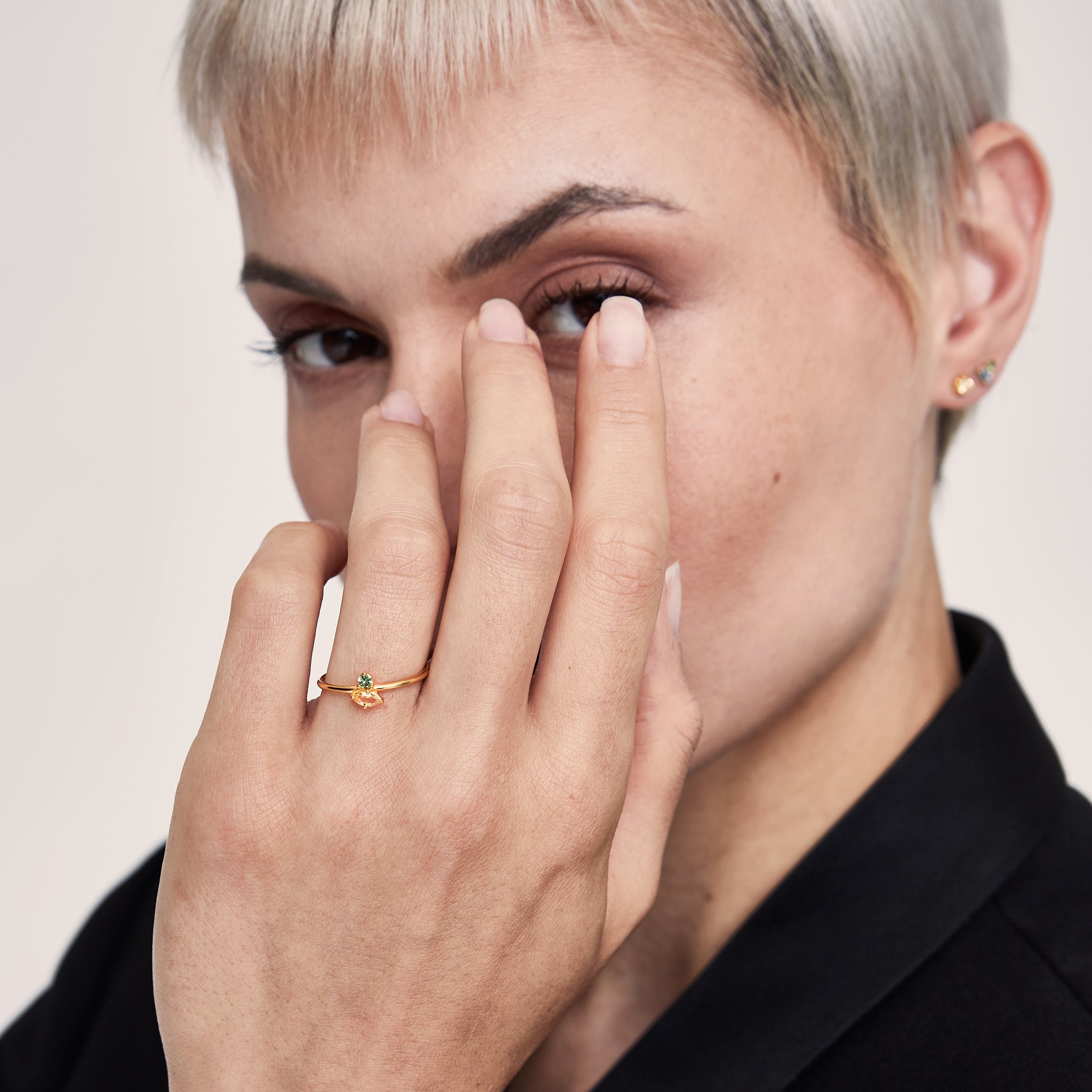 Citrine & Green Sapphire Joy Solitaire Ring | 14k Gold
