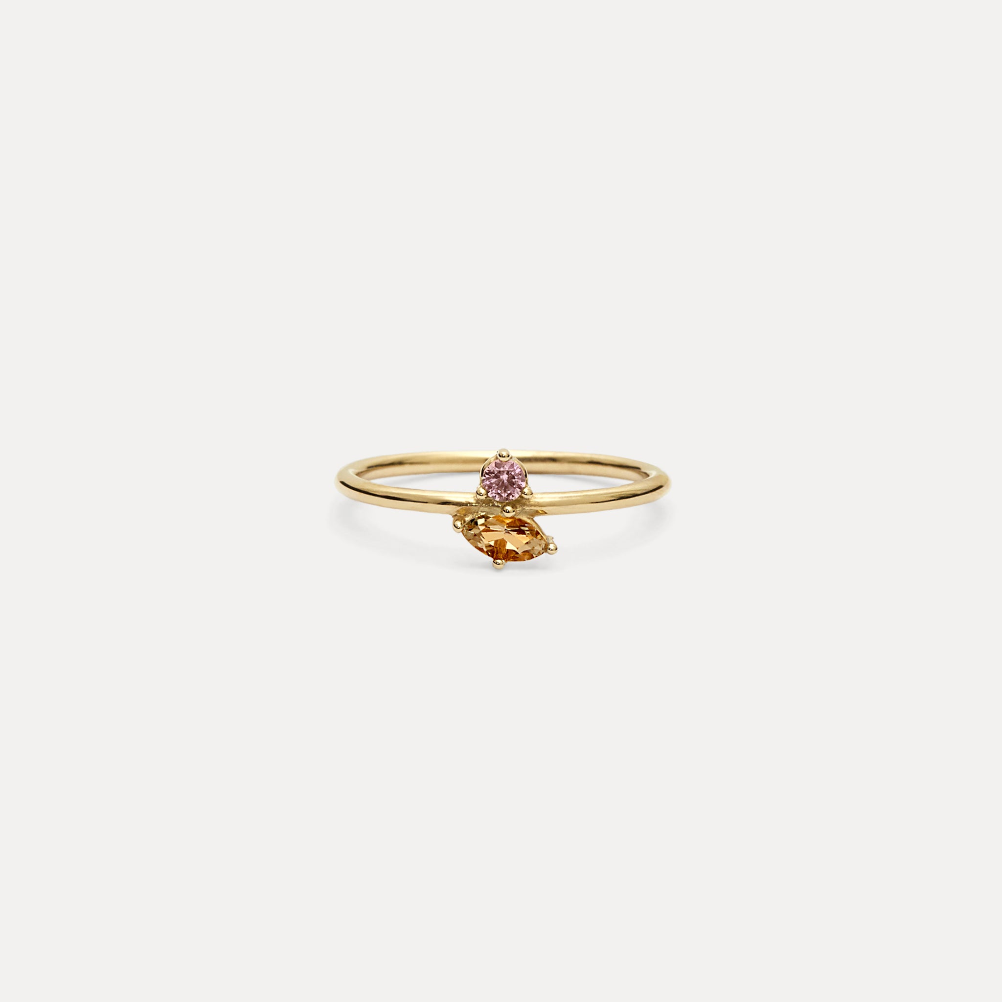 Citrine & Pink Tourmaline Joy Solitaire Ring | 14k Gold