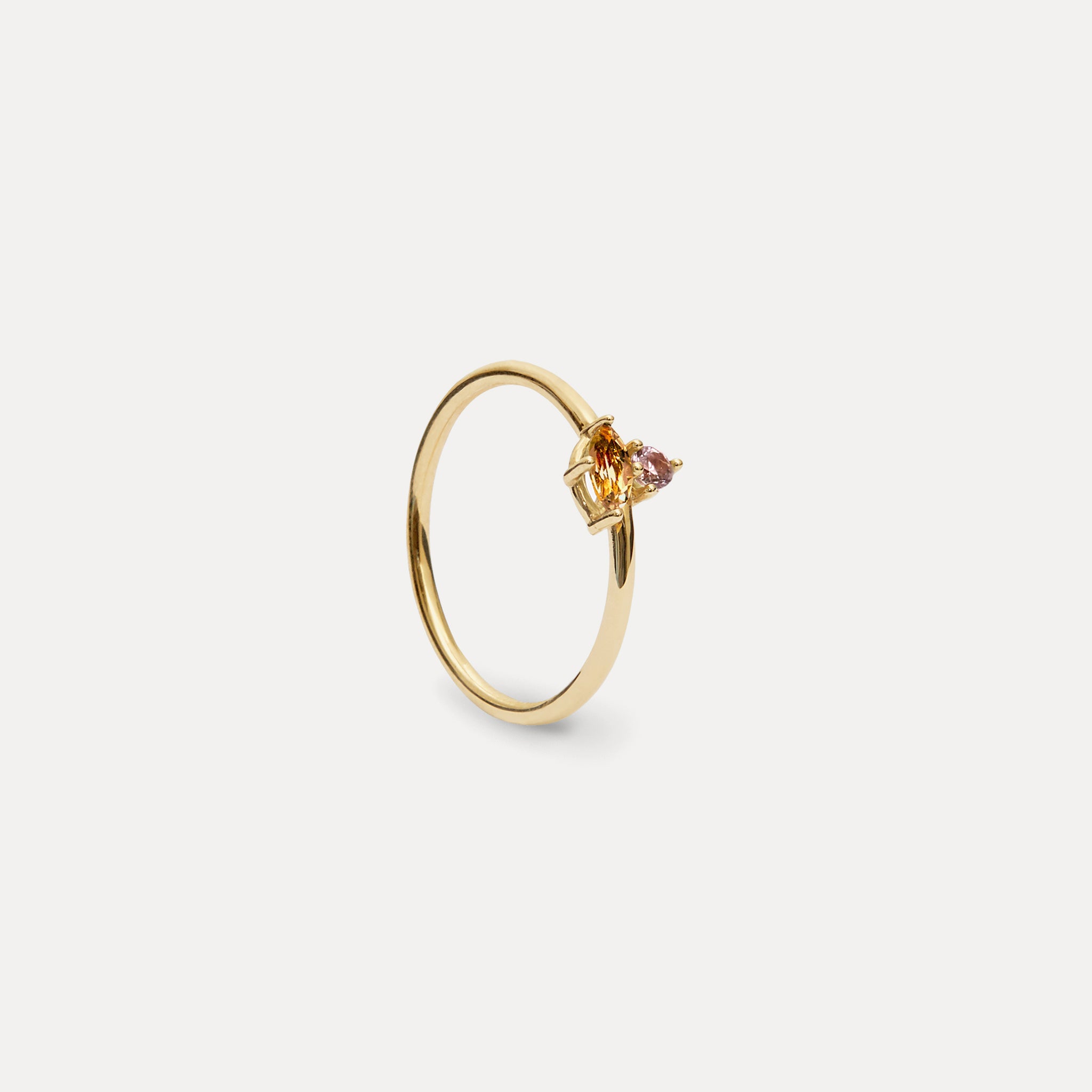 Citrine & Pink Tourmaline Joy Solitaire Ring | 14k Gold