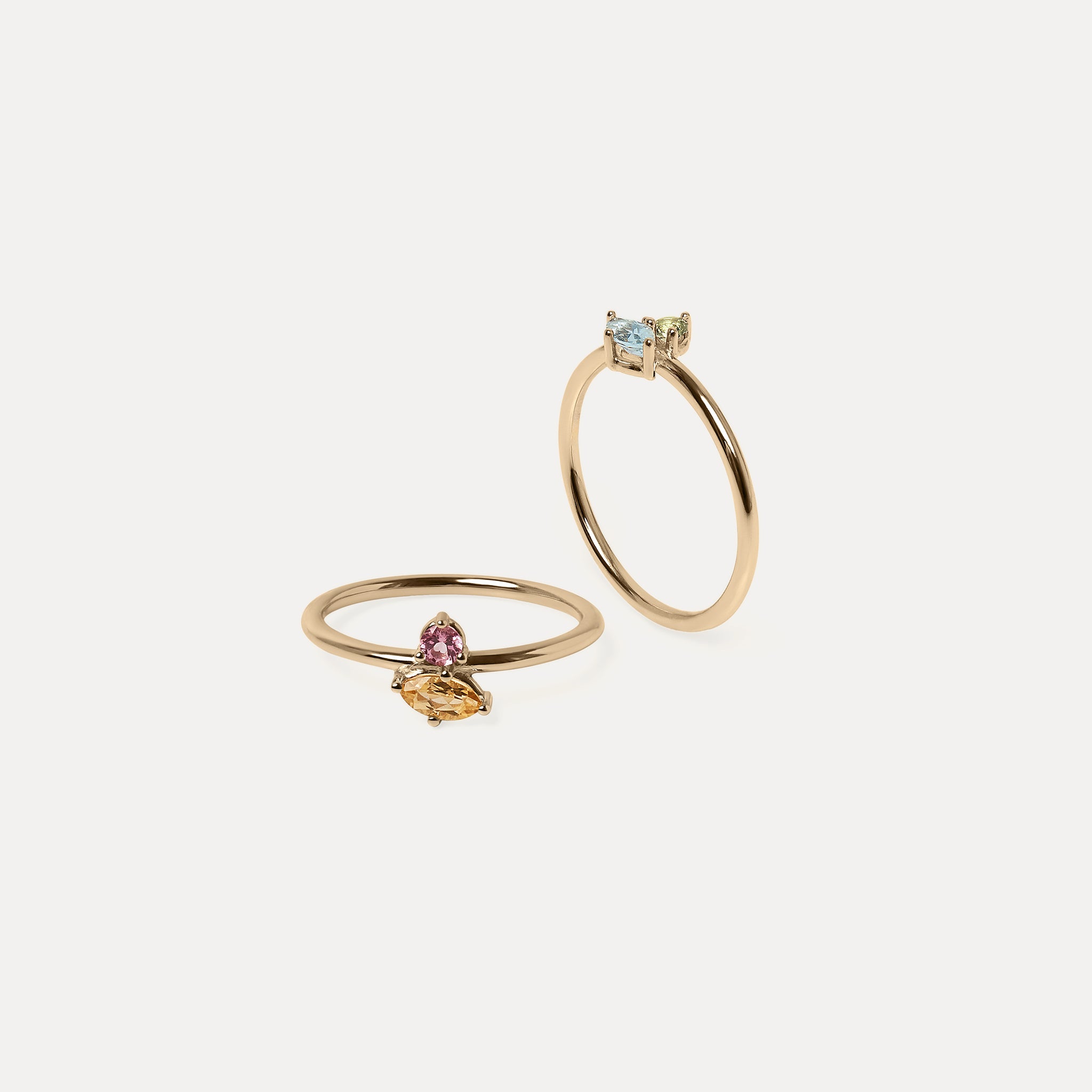 Citrine & Pink Tourmaline Joy Solitaire Ring | 14k Gold