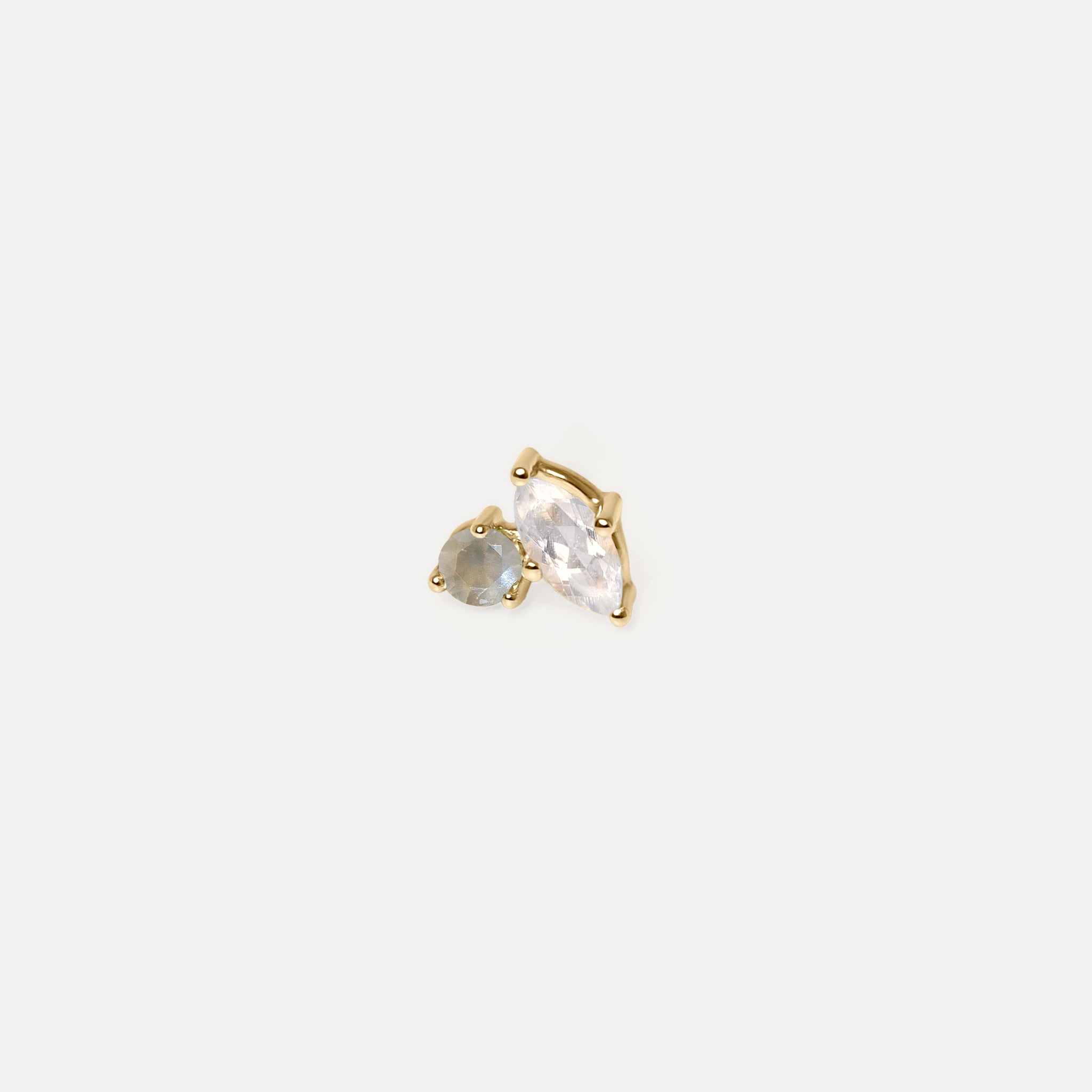Moonstone & Gray Moonstone Joy Stud Earrings  - Single | 14k Gold