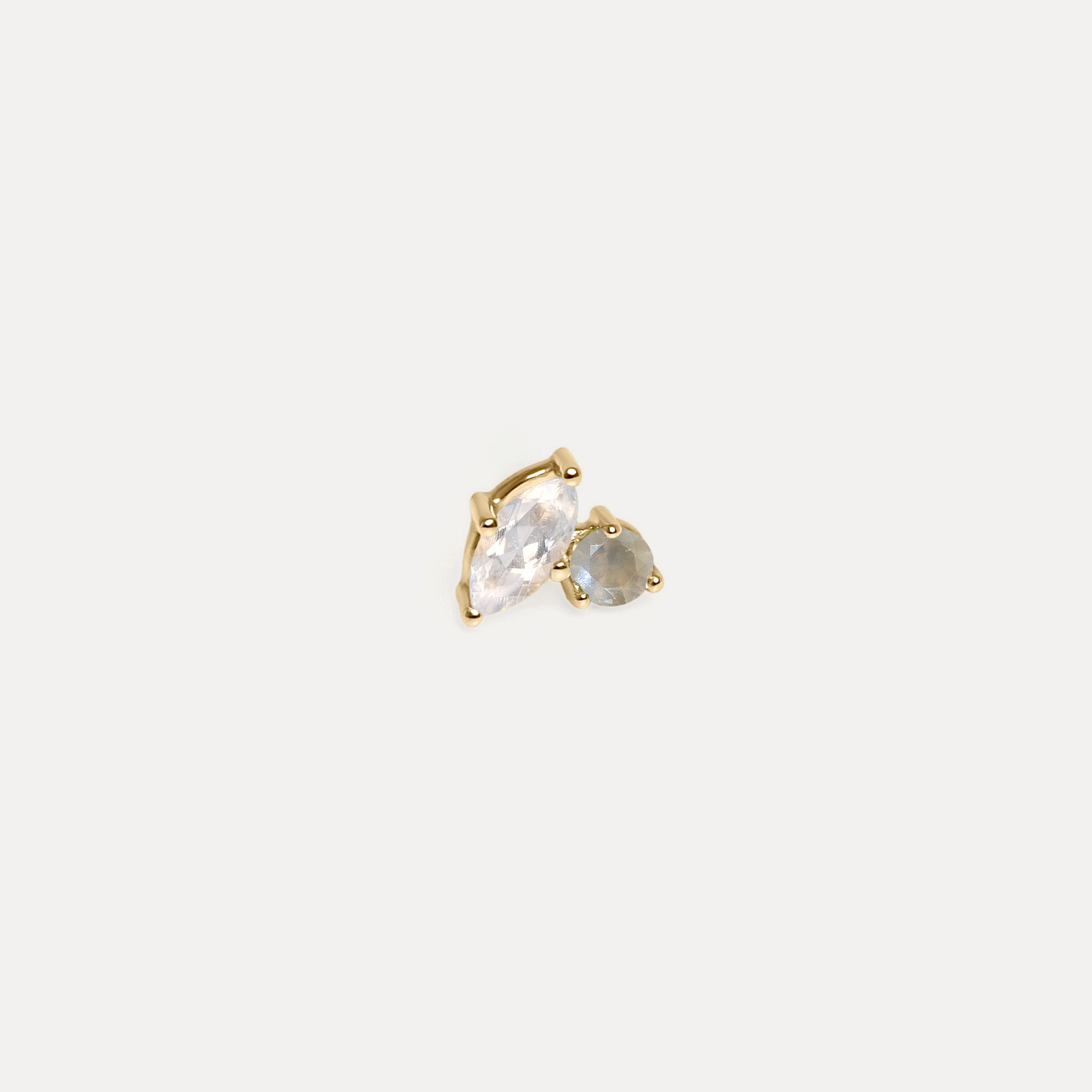 Moonstone & Gray Moonstone Joy Stud Earrings - Single | 14k Gold