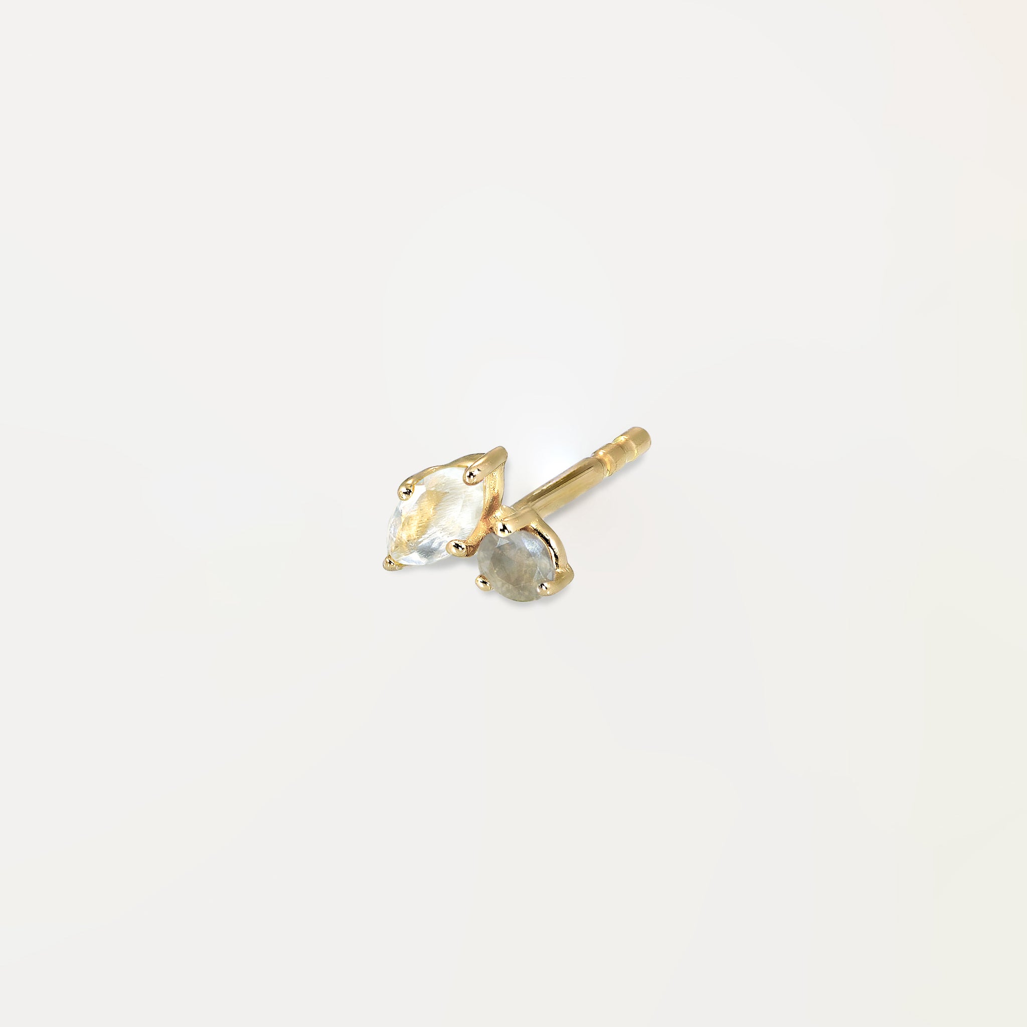 Moonstone & Gray Moonstone Joy Stud Earrings - Single | 14k Gold