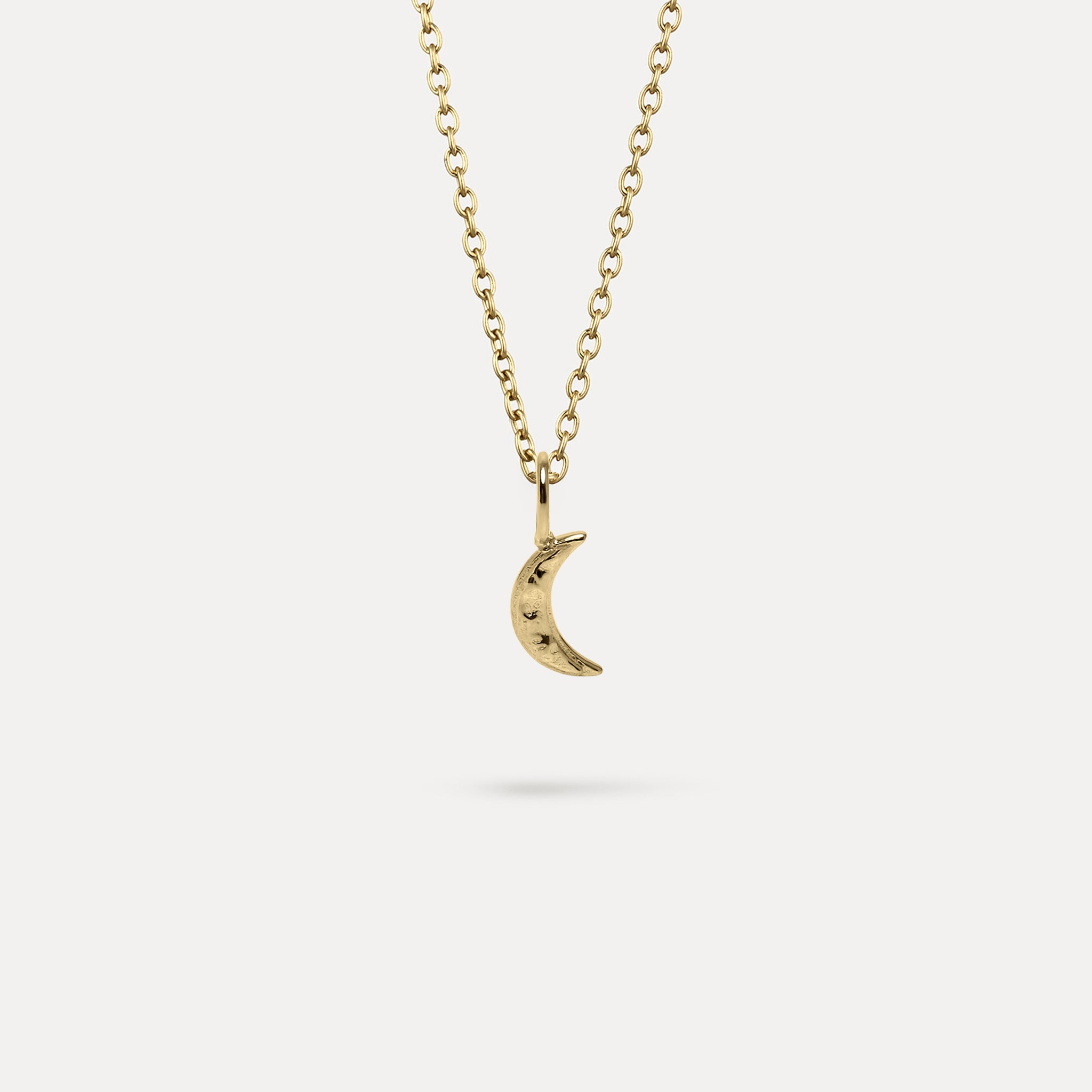 Lunar Eclipse Necklace with Anchor Chain | 14k Gold