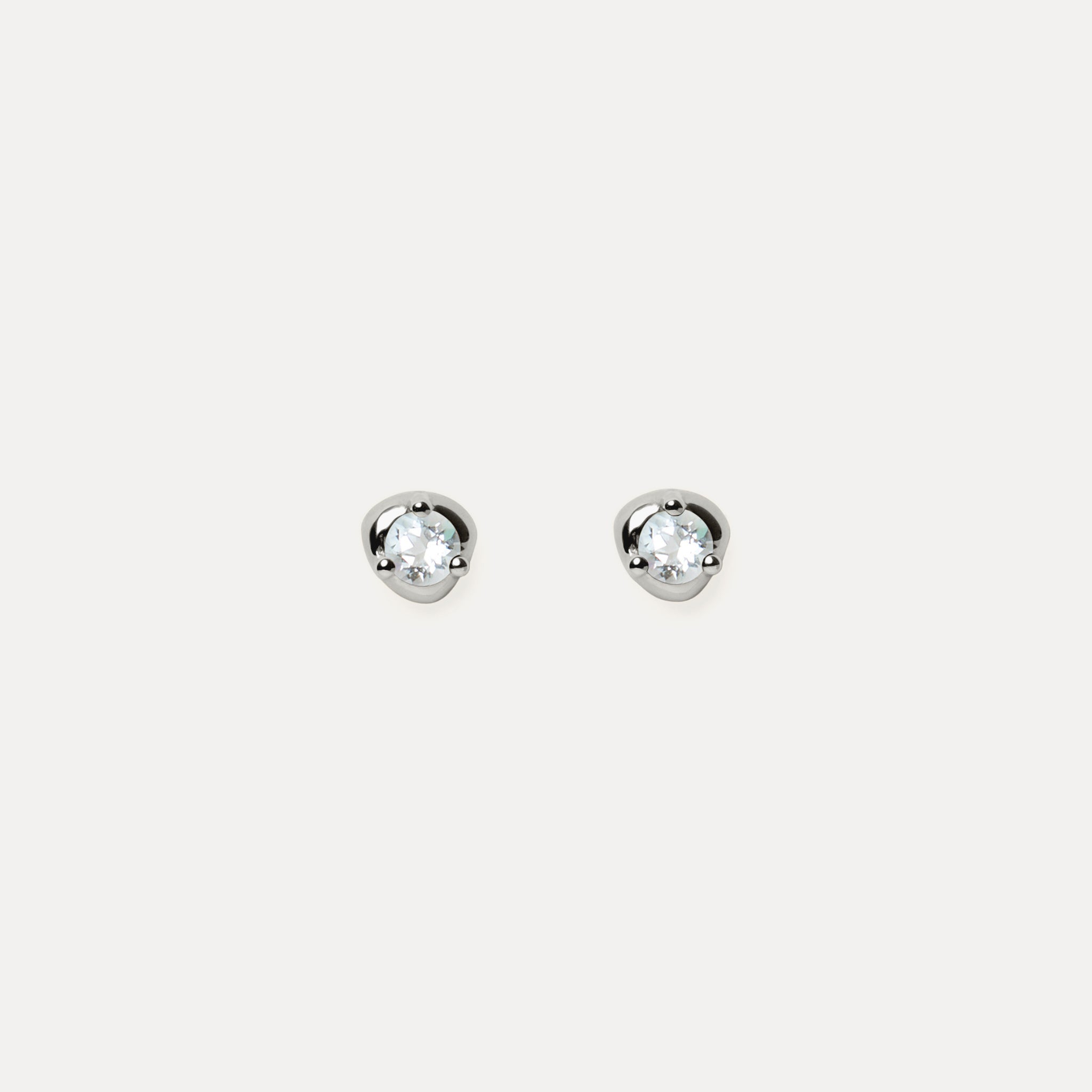Aquamarine Stone Fluid Stud Earrings