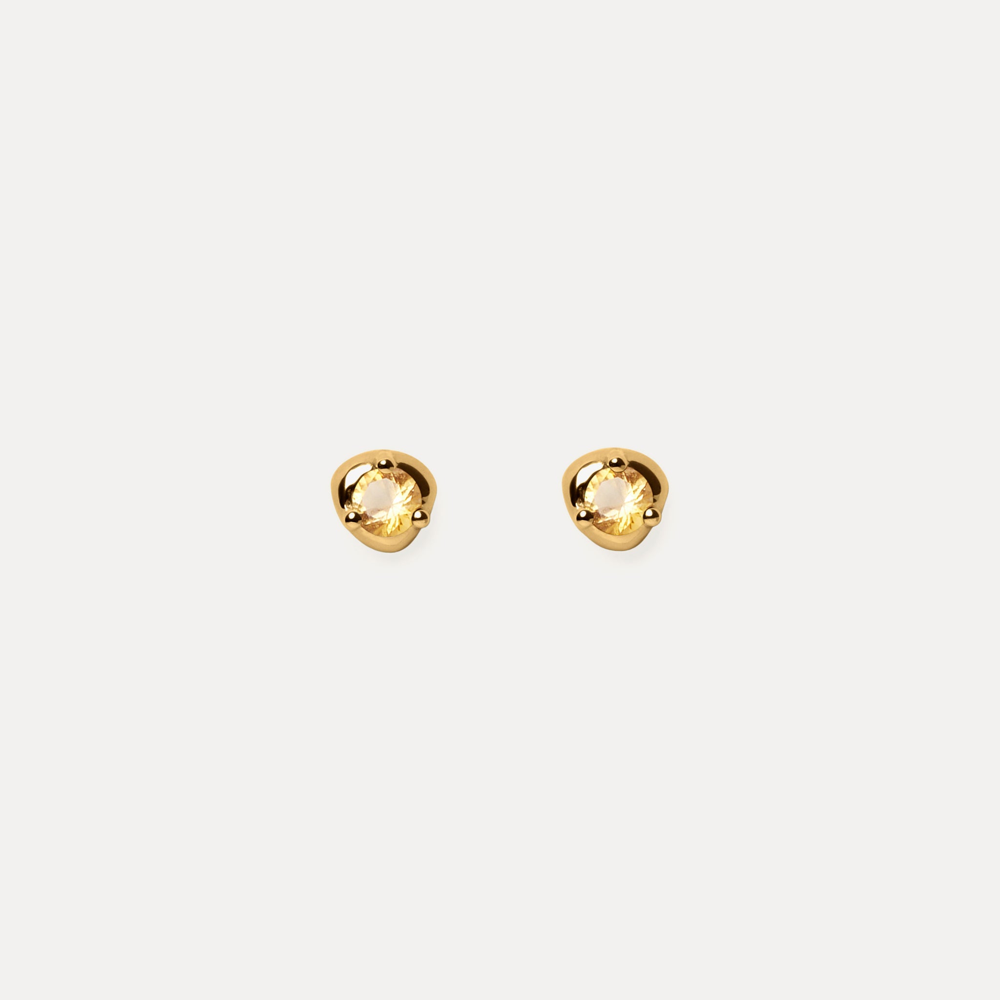 Citrine Stone Fluid Stud Earrings