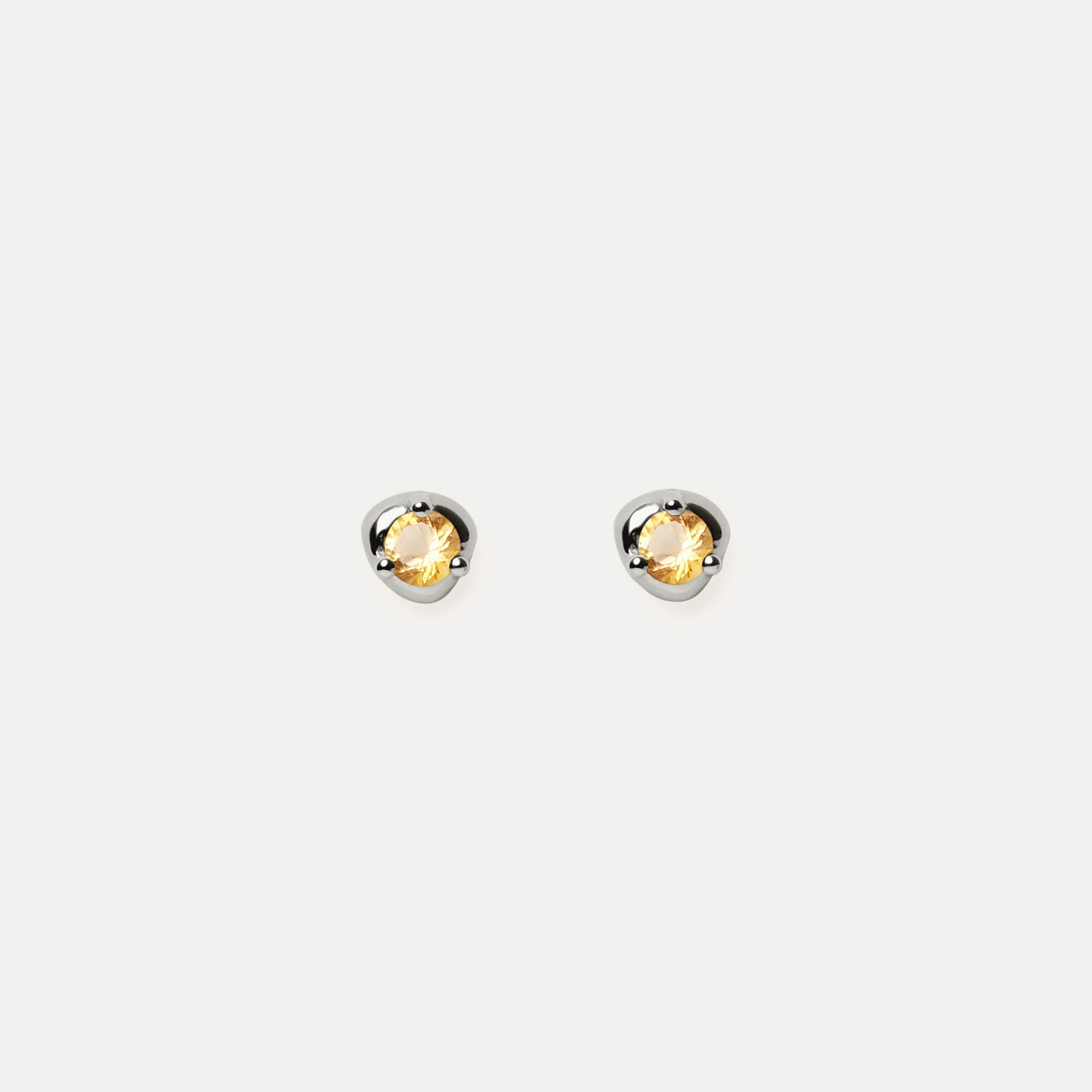 Citrine Stone Fluid Stud Earrings