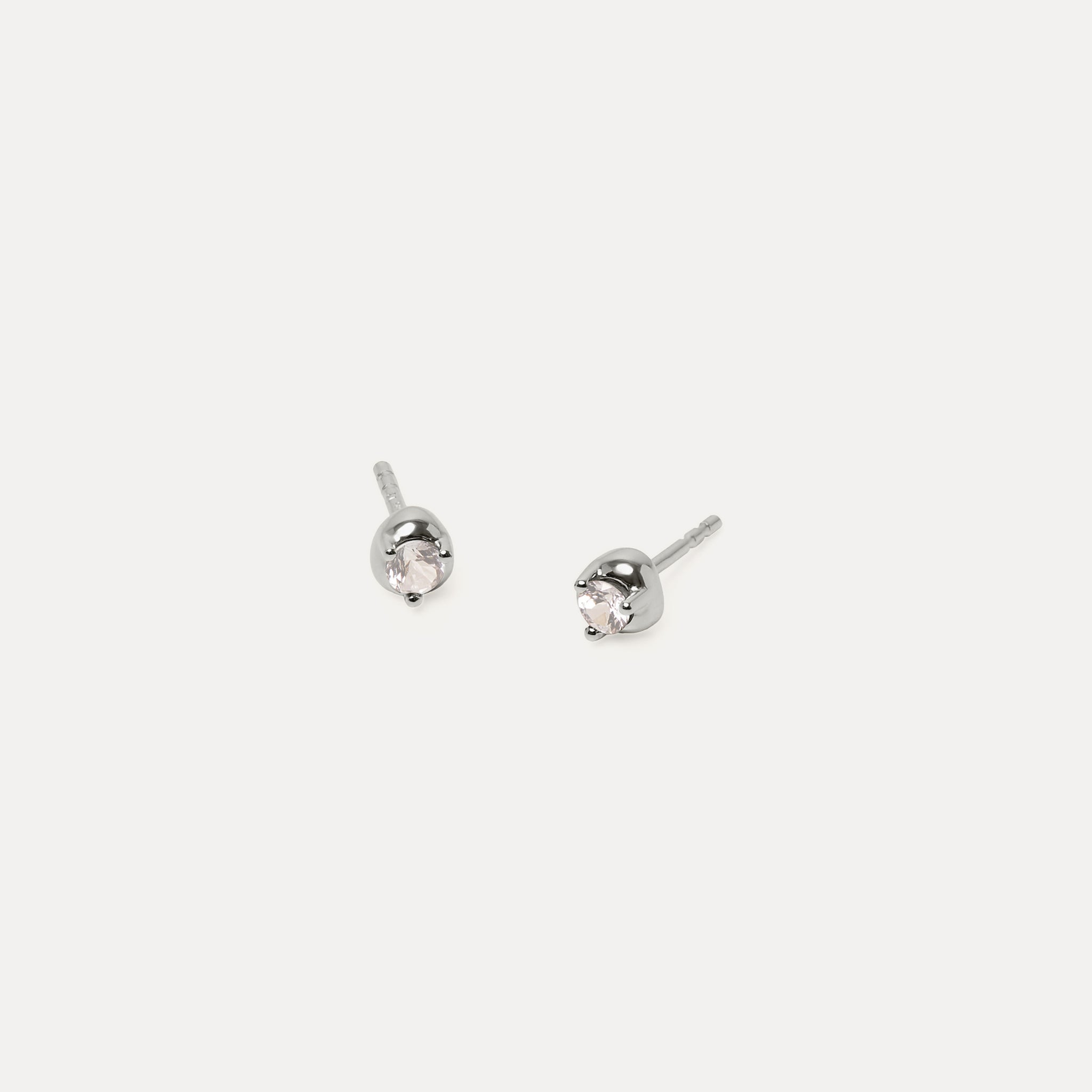 White Sapphire Stone Fluid Stud Earrings