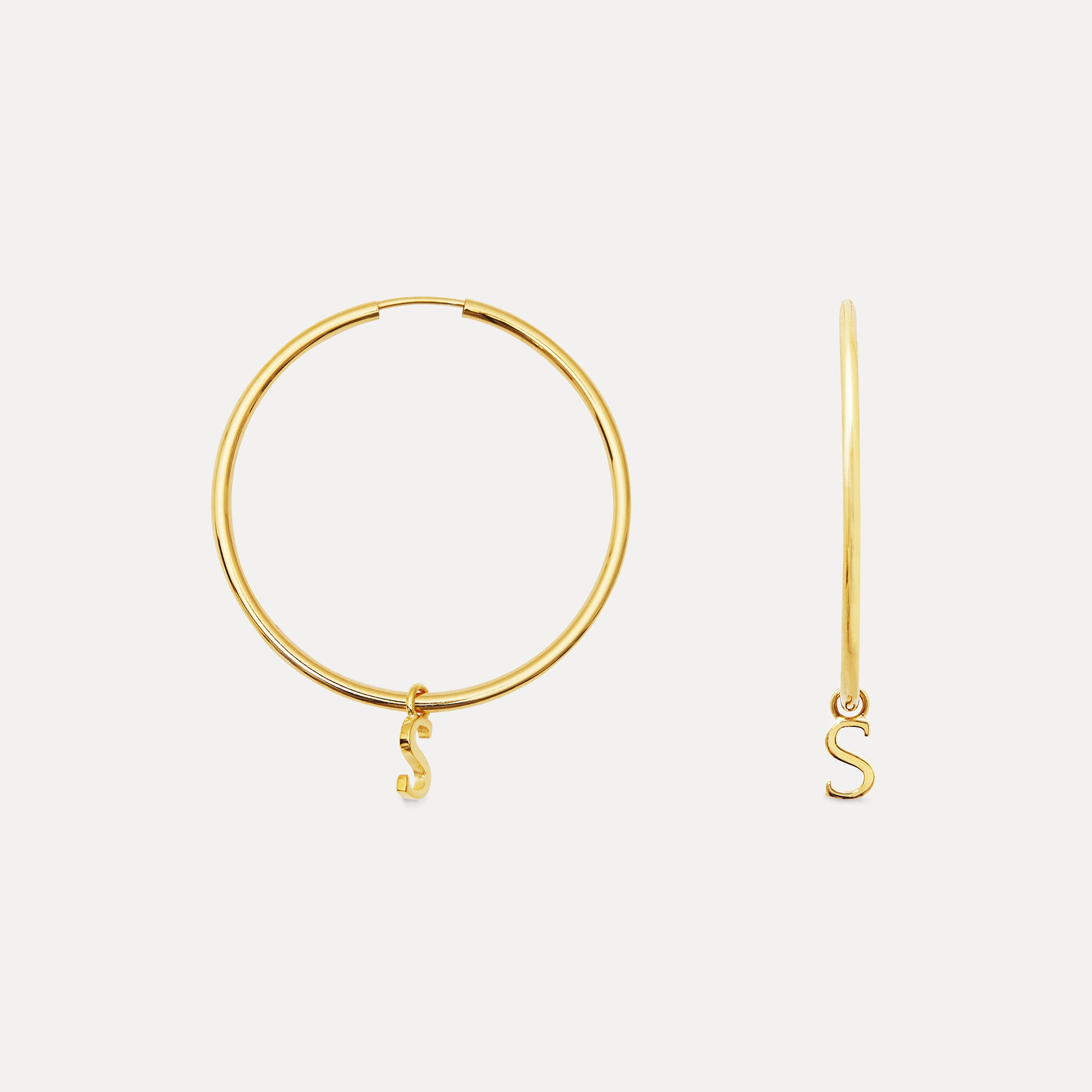 Mini Initial Hoop Earrings Big