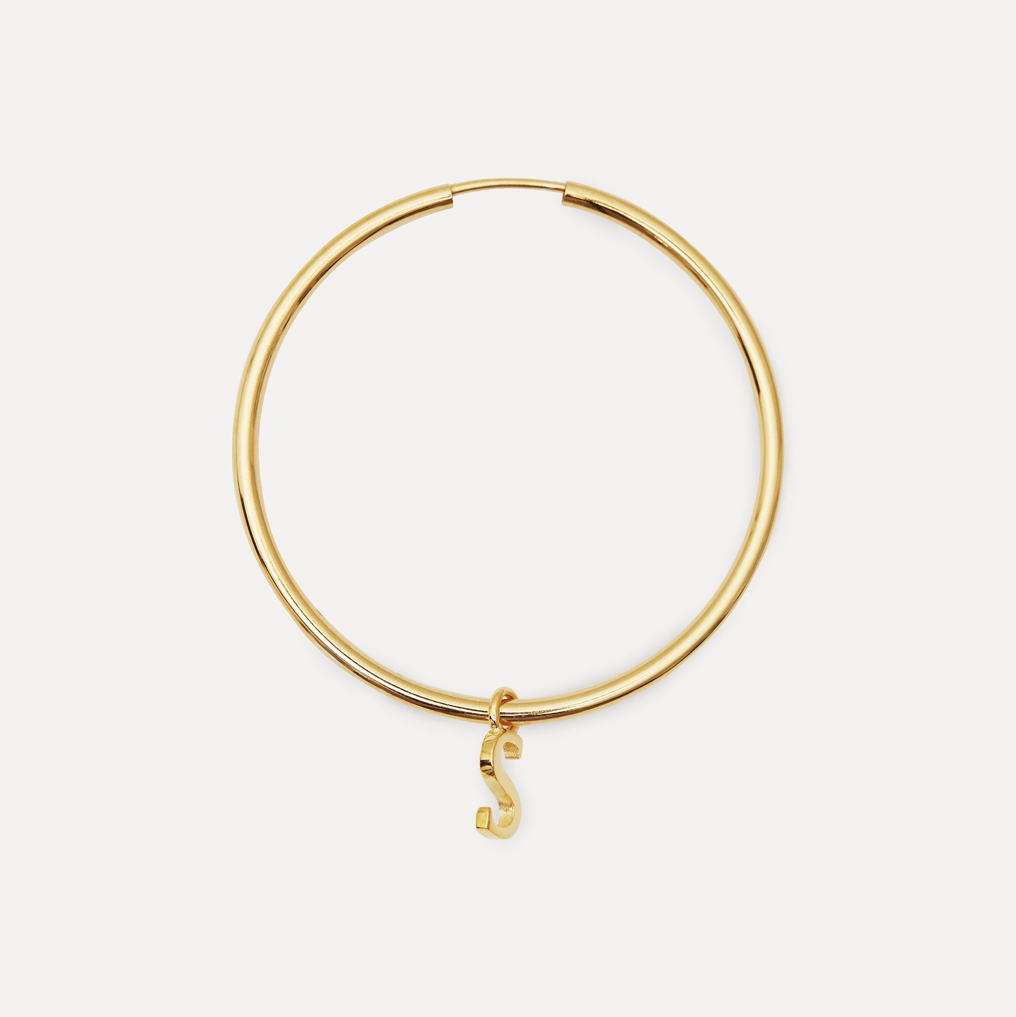 Mini Initial Hoop Earrings Big - Single | 14k Gold